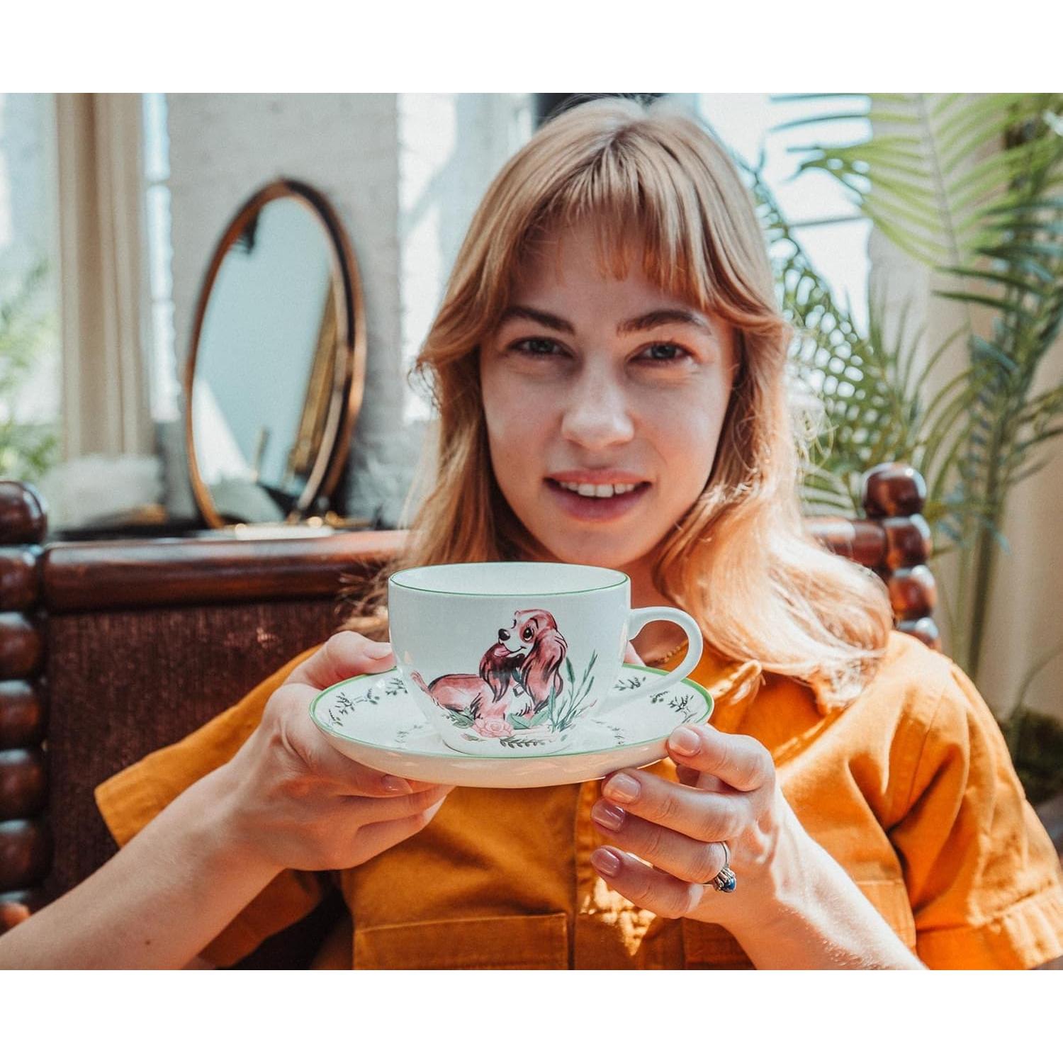 Juego de Taza y Platillo Porcelana Disney La Dama y el Vagabundo