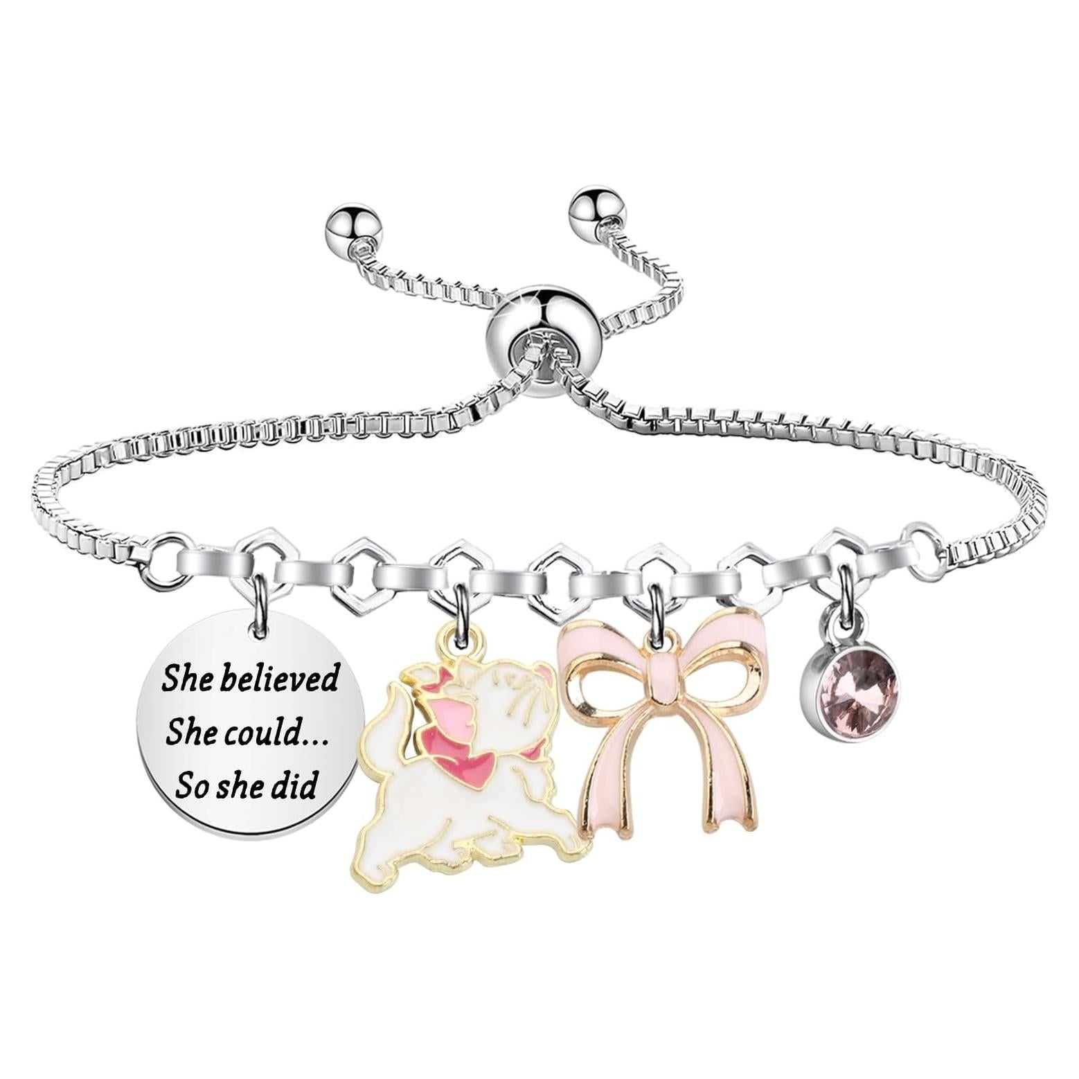 Pulsera de Gato Rosa PLITI en Acero Inoxidable para Mujeres