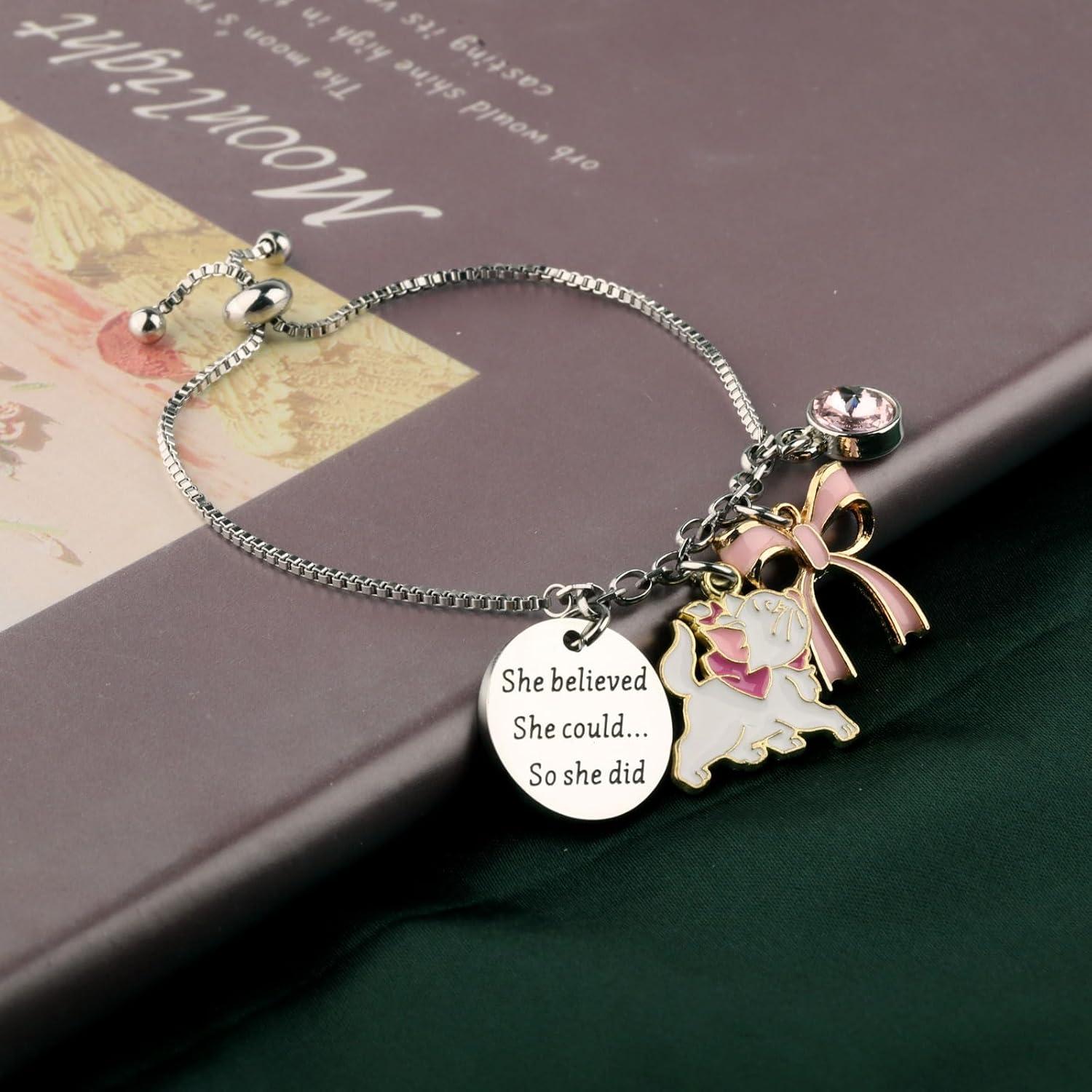 Pulsera de Gato Rosa PLITI en Acero Inoxidable para Mujeres