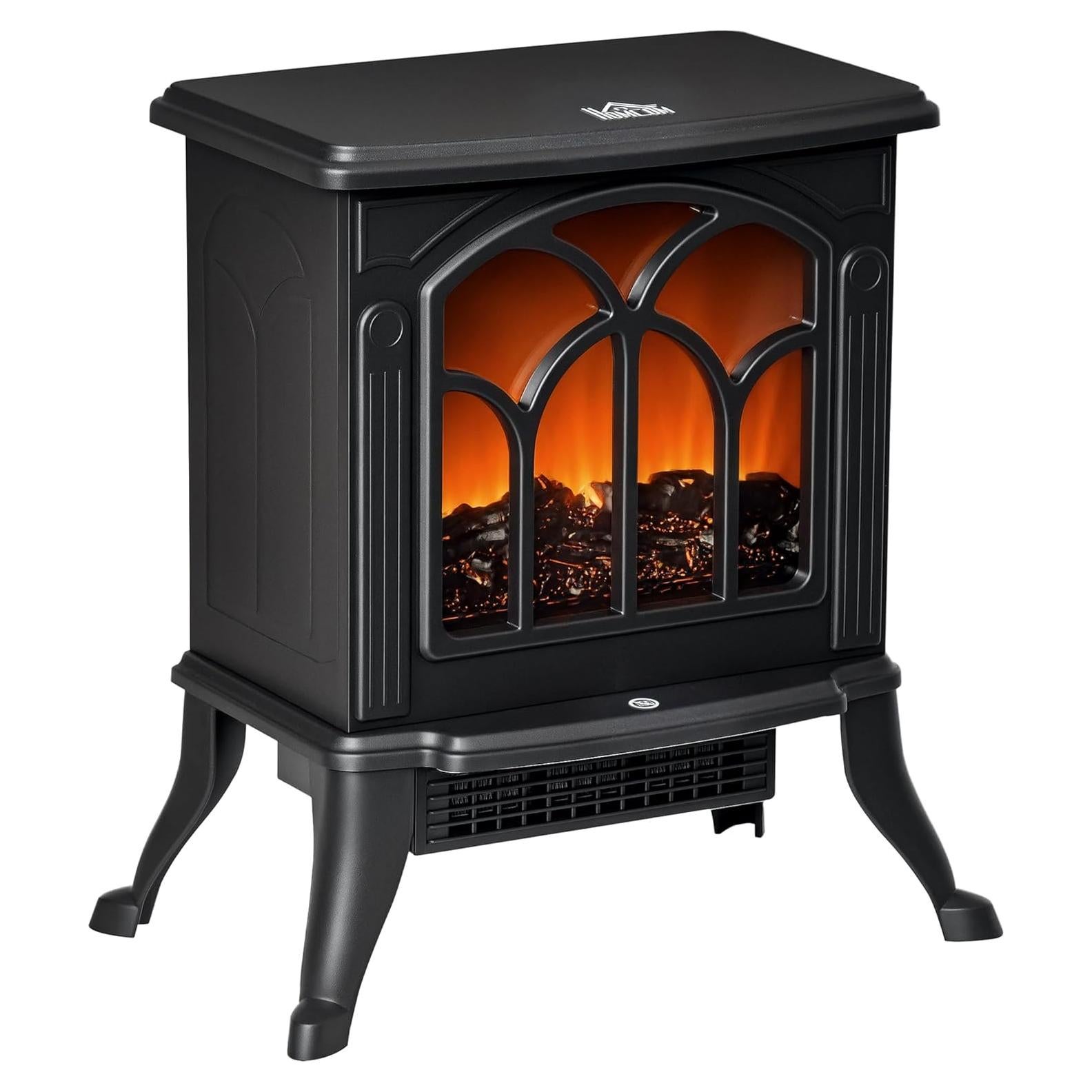 Estufa Eléctrica Independiente HOMCOM 750W/1500W Negro