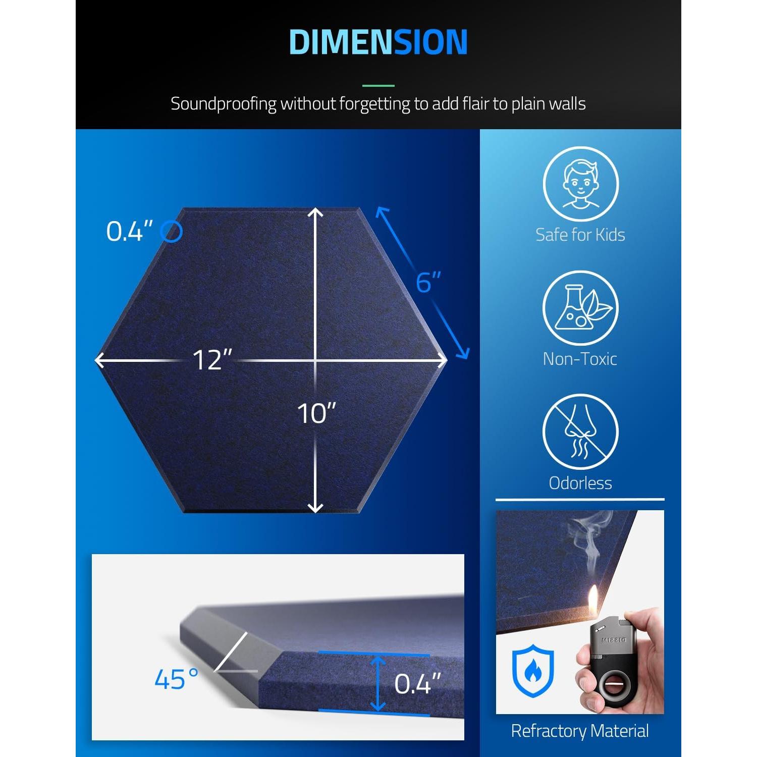 Paneles Acústicos Autoadhesivos ZenSonic 12 Piezas 30.48x25.4cm Azul
