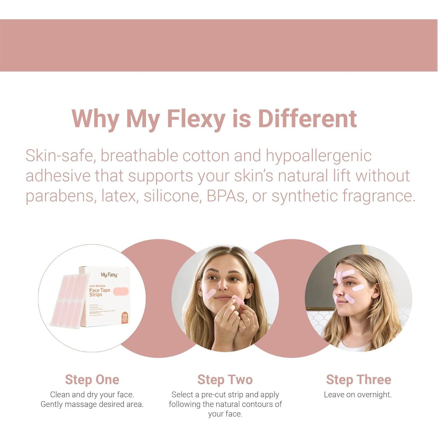 Tiras de Cinta Facial Antienvejecimiento My Flexy - 128 Tiras