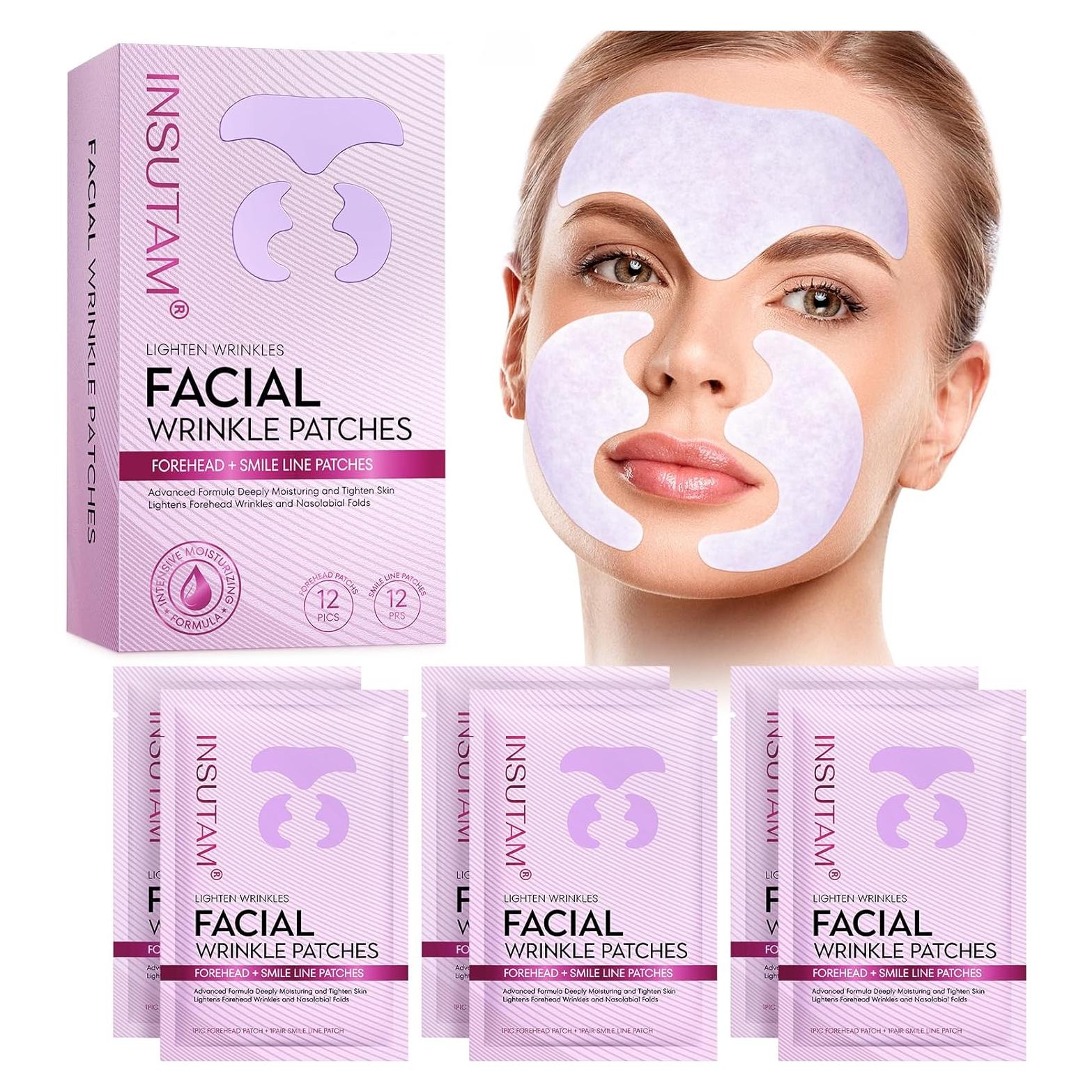 Parches Antiarrugas Faciales Insutam - 12 Piezas para Suavizar Líneas de Sonrisa
