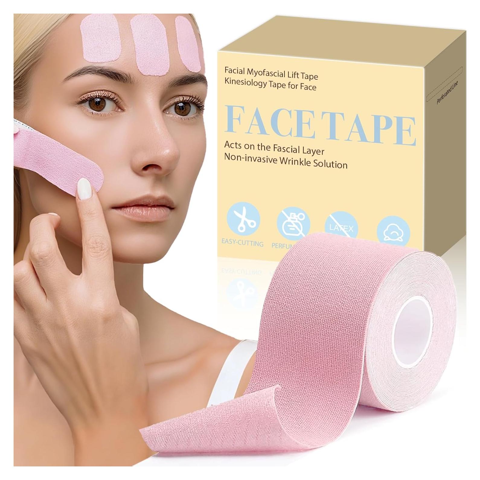 Cinta Facial Antienvejecimiento Rosa - Elevación y Arrugas