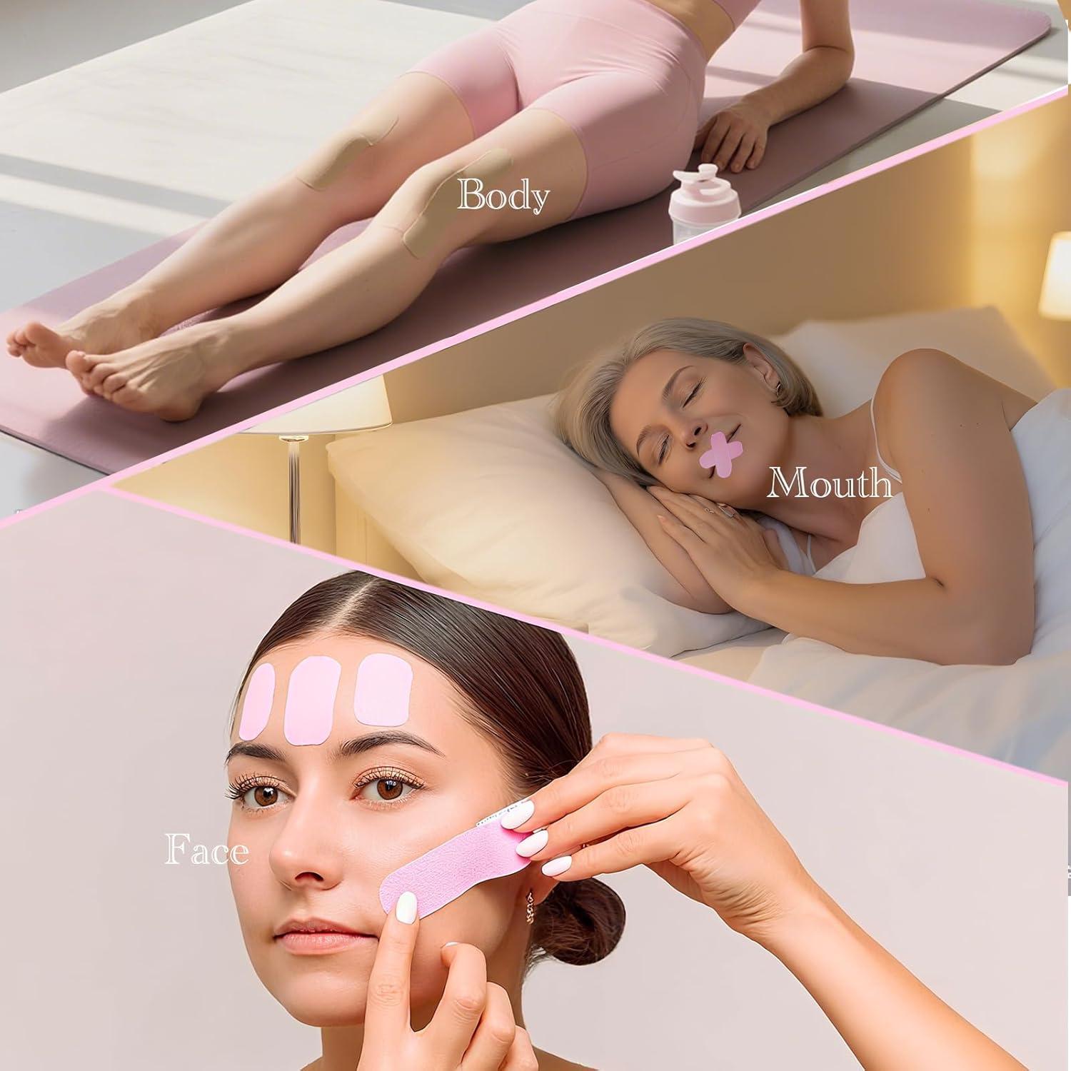 Cinta Facial Antienvejecimiento Rosa - Elevación y Arrugas