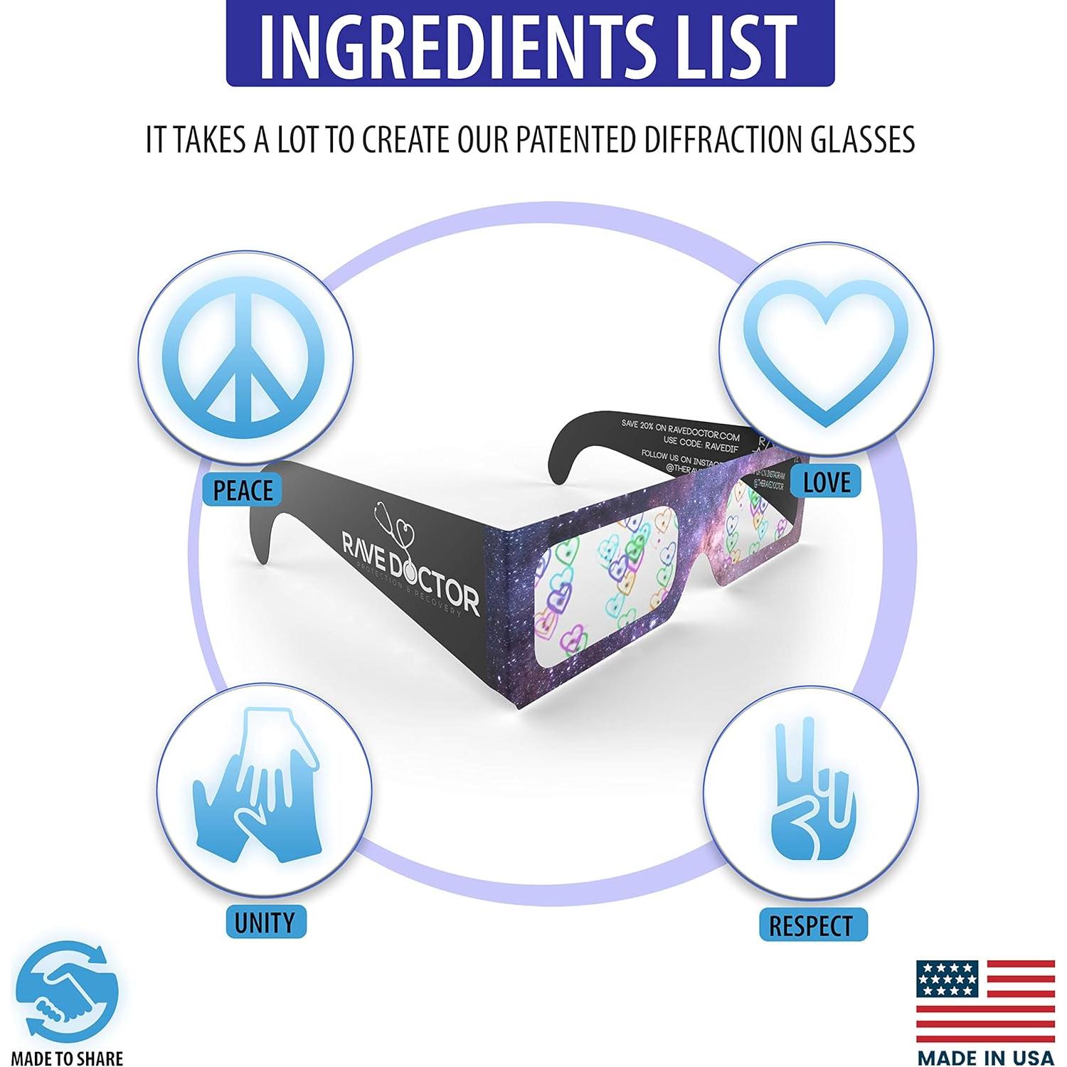 Gafas de Difracción en Forma de Corazón Rave Doctor