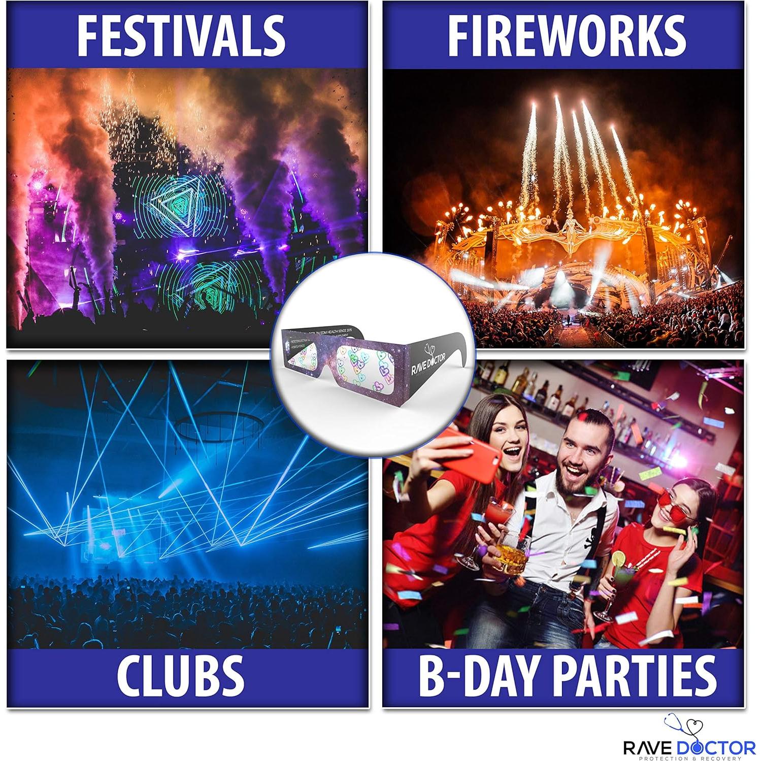 Gafas de Difracción en Forma de Corazón Rave Doctor