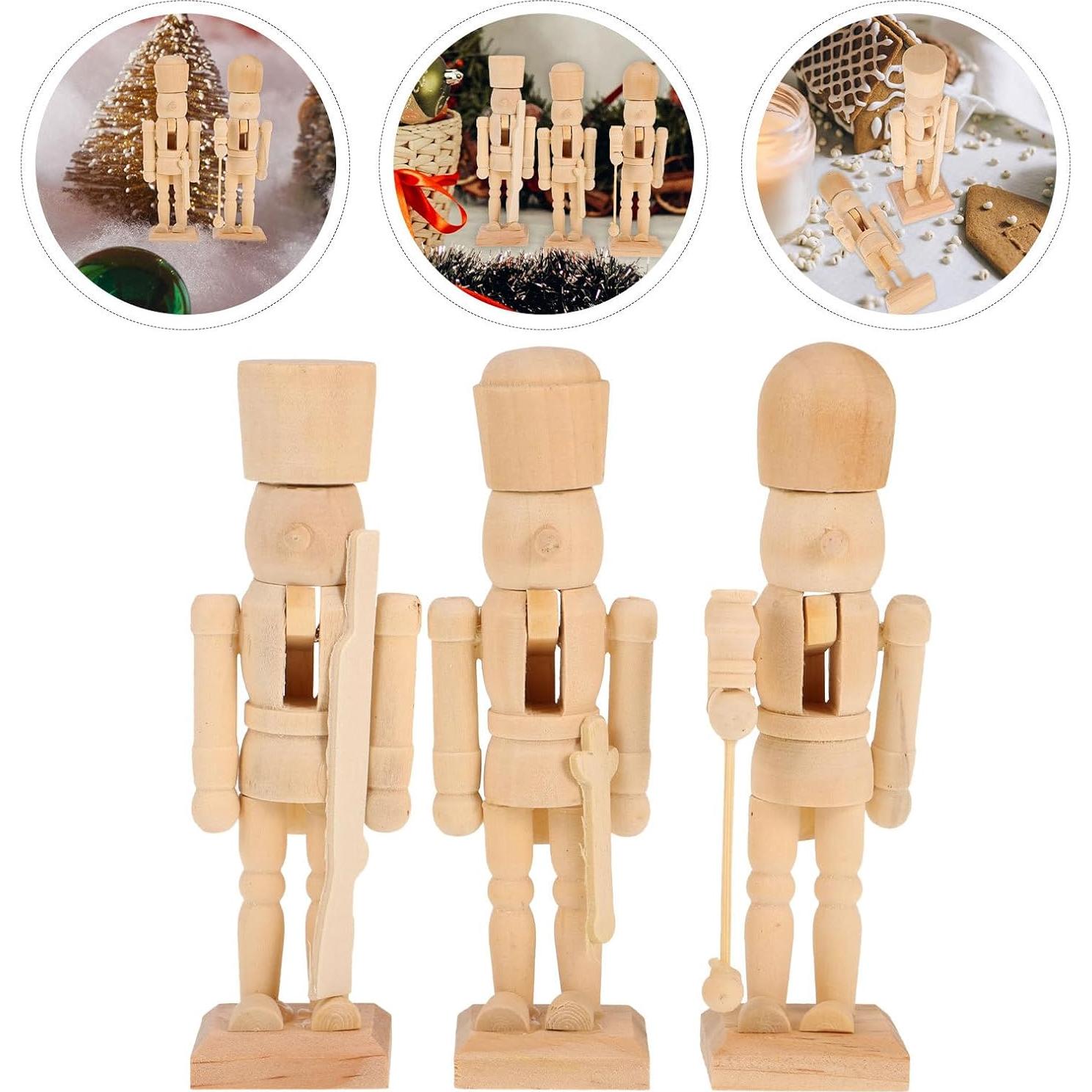 3 Piezas Cascanueces de Madera para Pintar BESPORTBLE