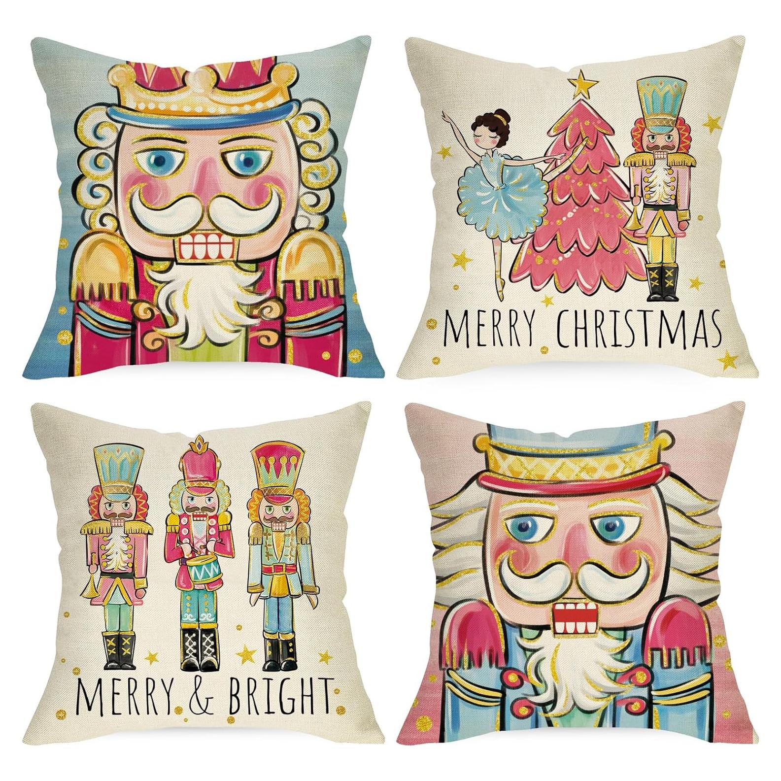 Funda de Cojín Decorativa Ussap Cascanueces 18x18 cm Pack de 4