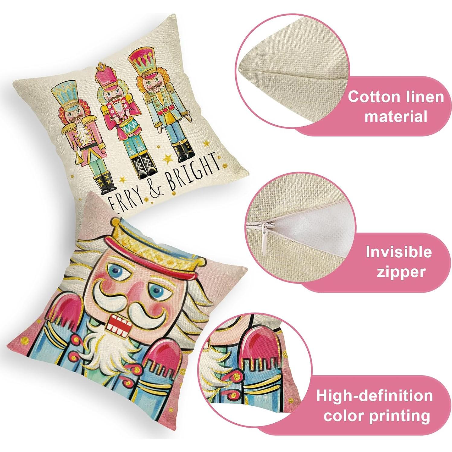 Funda de Cojín Decorativa Ussap Cascanueces 18x18 cm Pack de 4