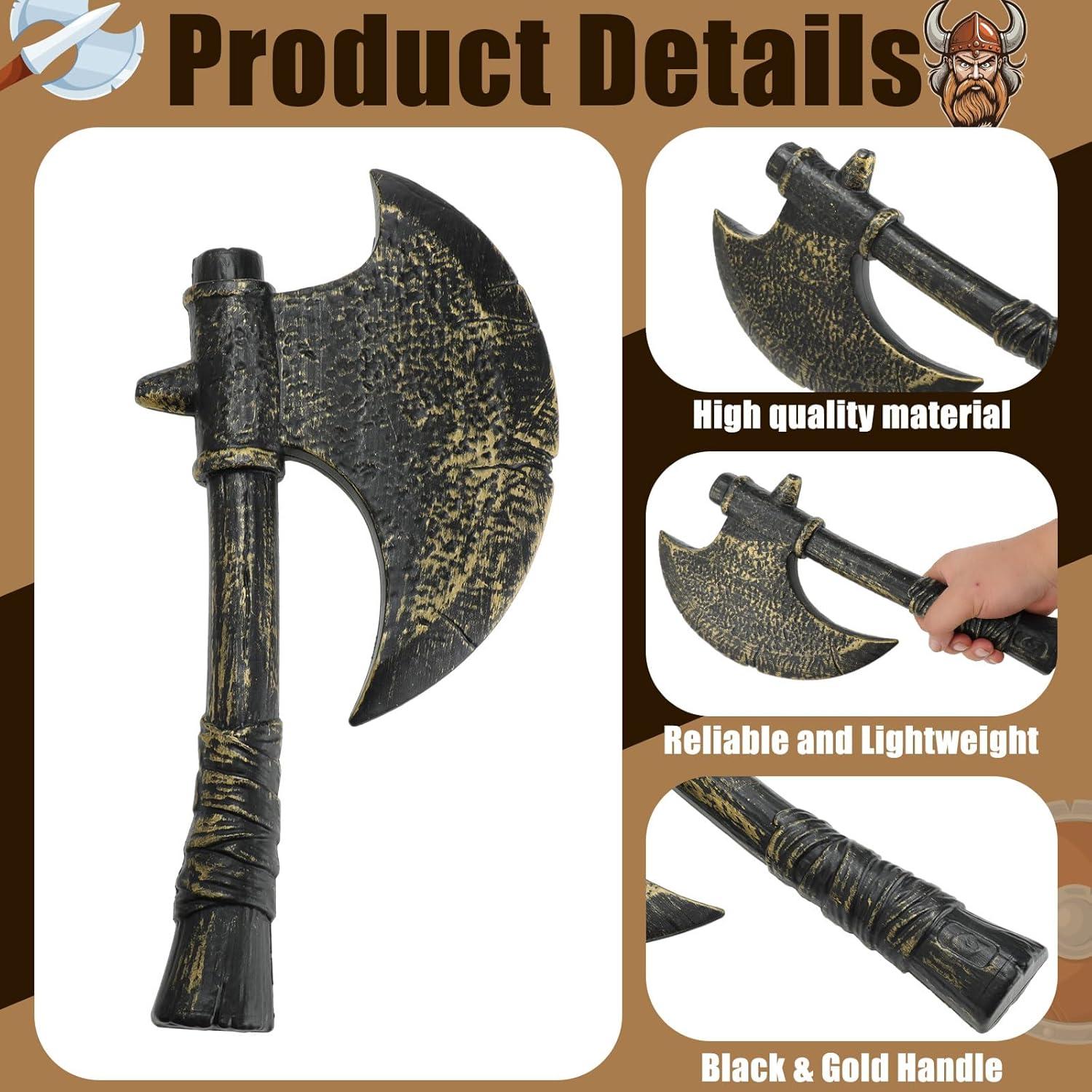 Hacha de Disfraz Vikingo Shappy - 2 Pcs Plástico Retro 38x19cm