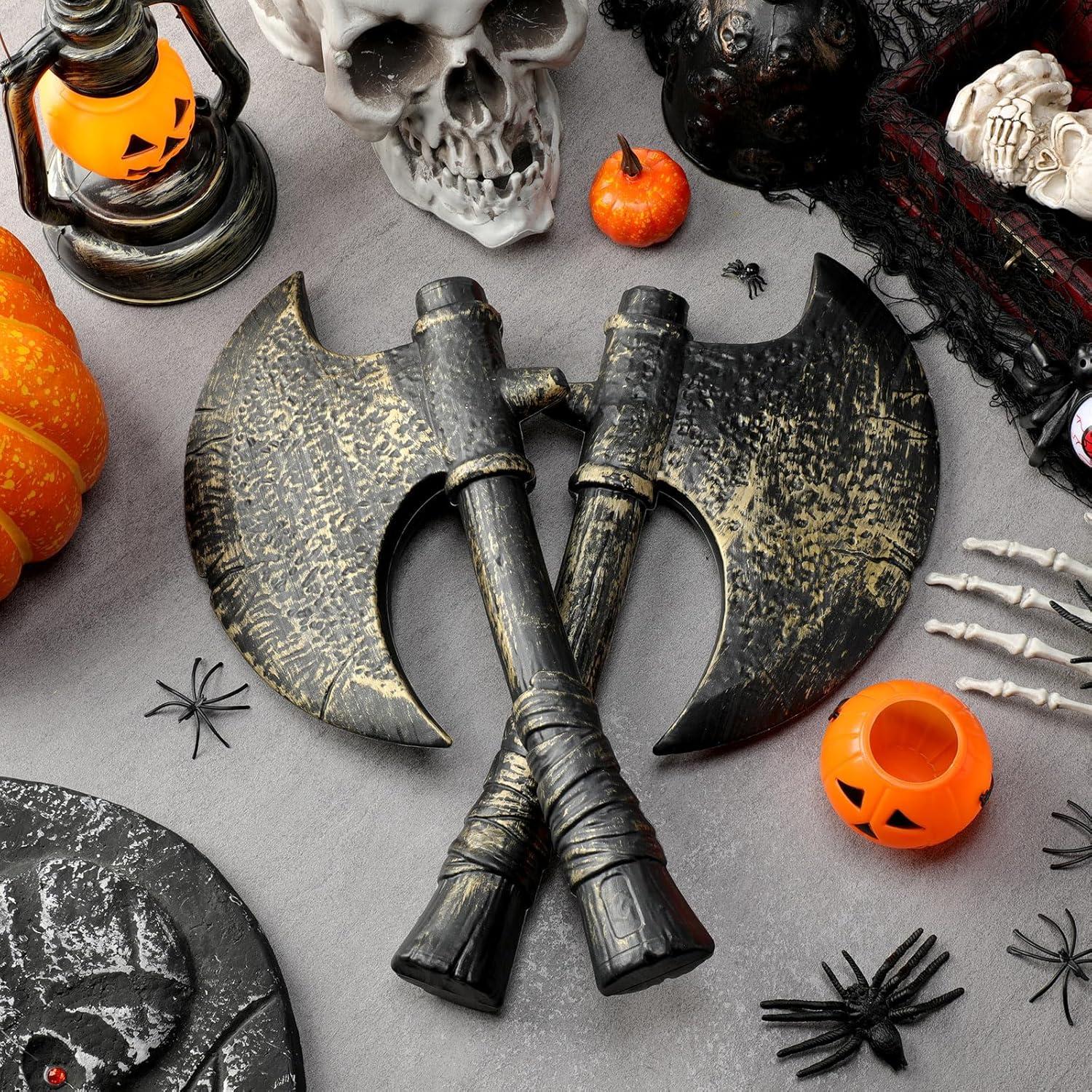 Hacha de Disfraz Vikingo Shappy - 2 Pcs Plástico Retro 38x19cm