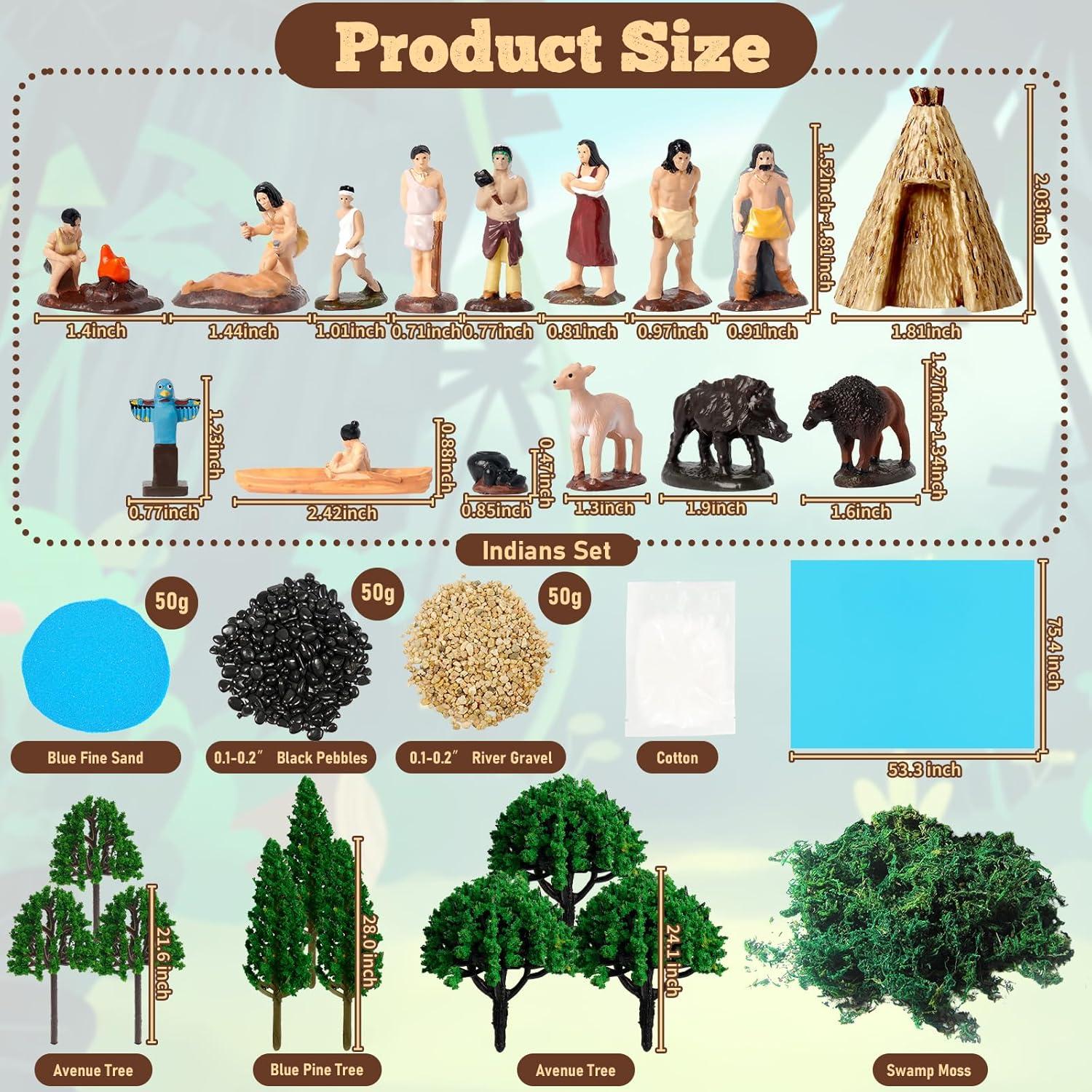 Conjunto de Figuras Indias Americanas Hiawbon 31 Piezas