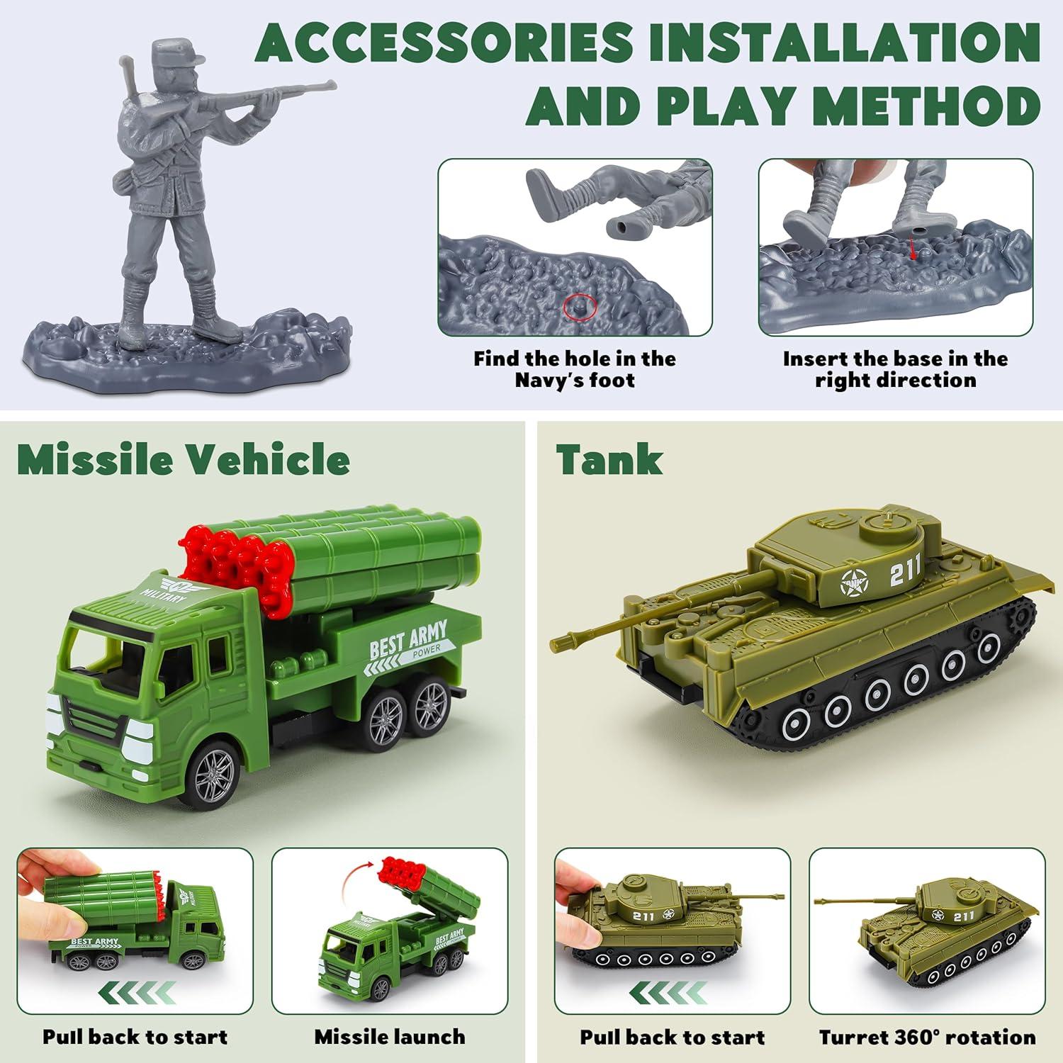 Juego de Soldados del Ejército Kusntin - 117 Piezas con Figuras