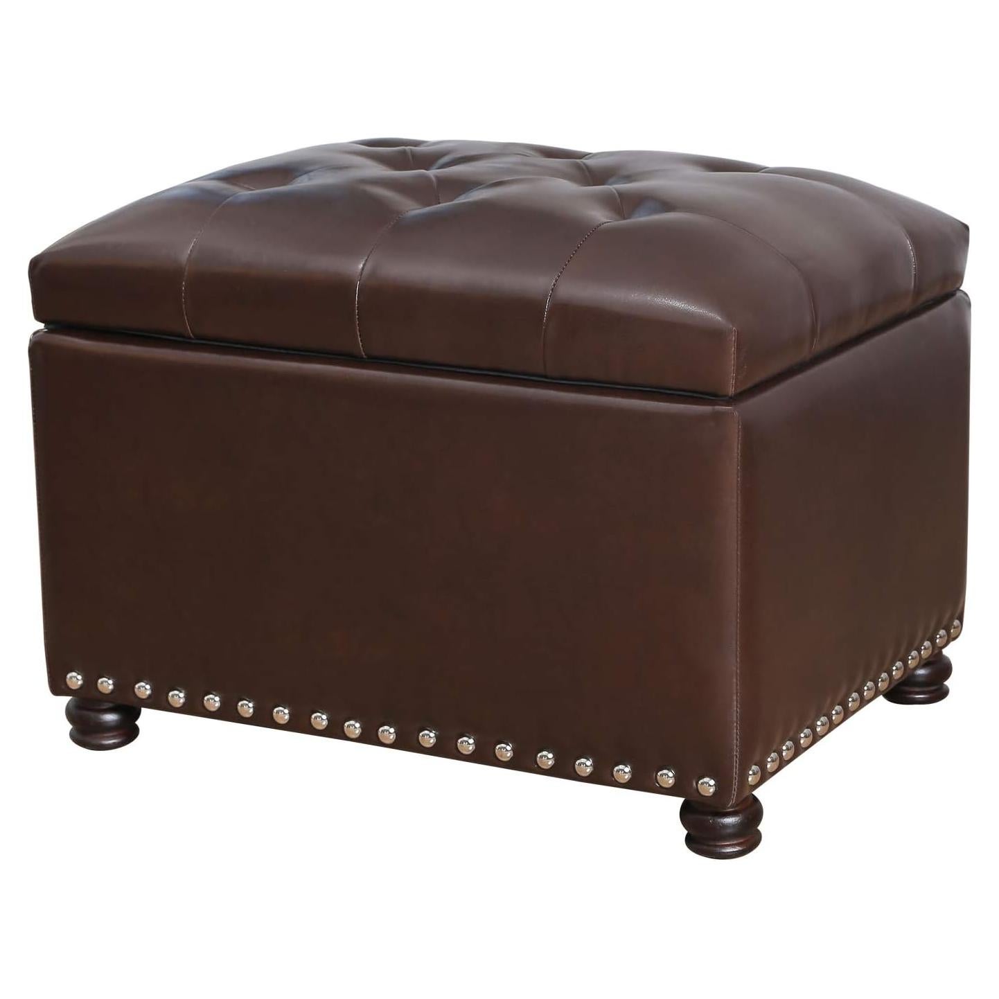 Ottoman de Almacenamiento Joveco Cuero PU Marrón 61.5x46x44.9 cm