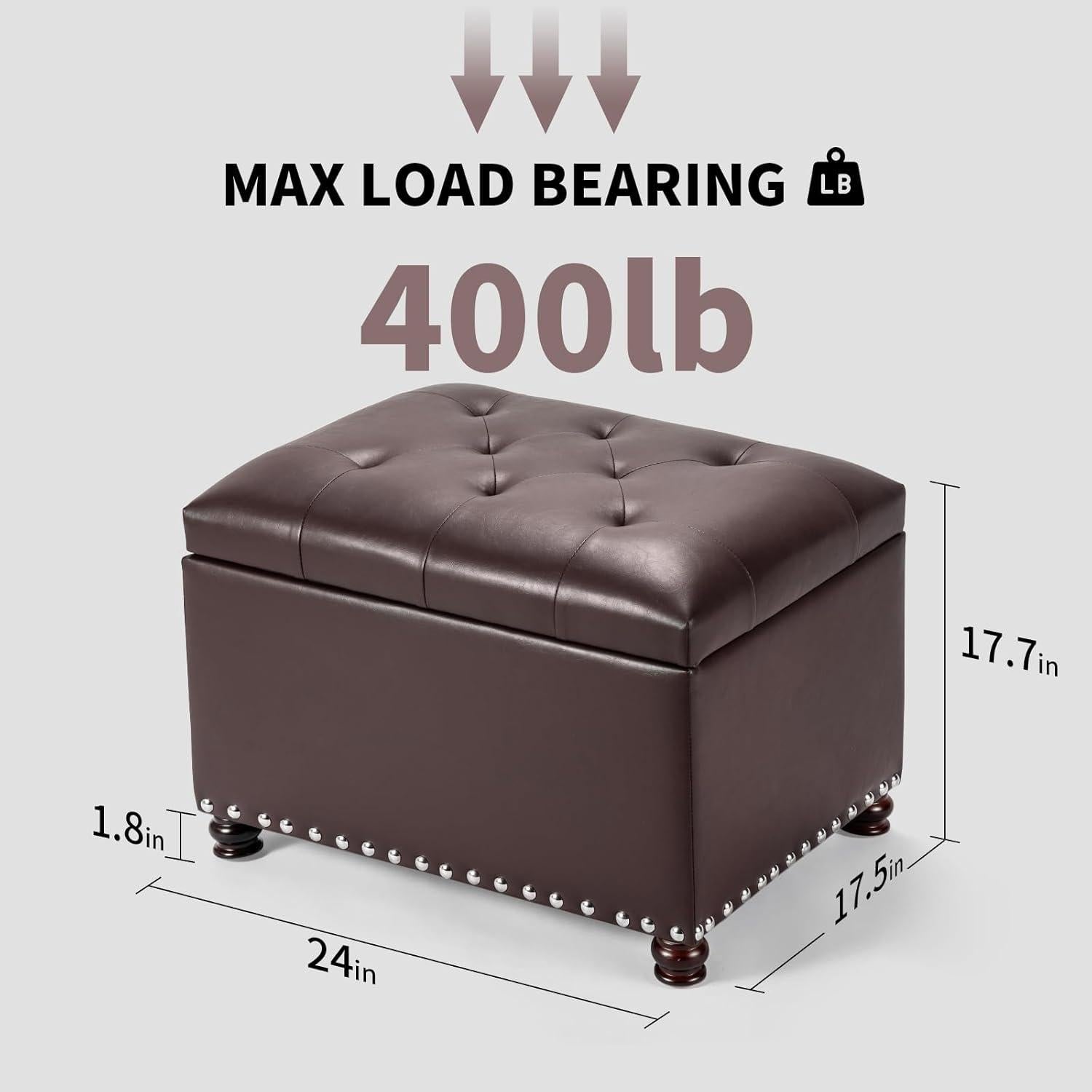 Ottoman de Almacenamiento Joveco Cuero PU Marrón 61.5x46x44.9 cm