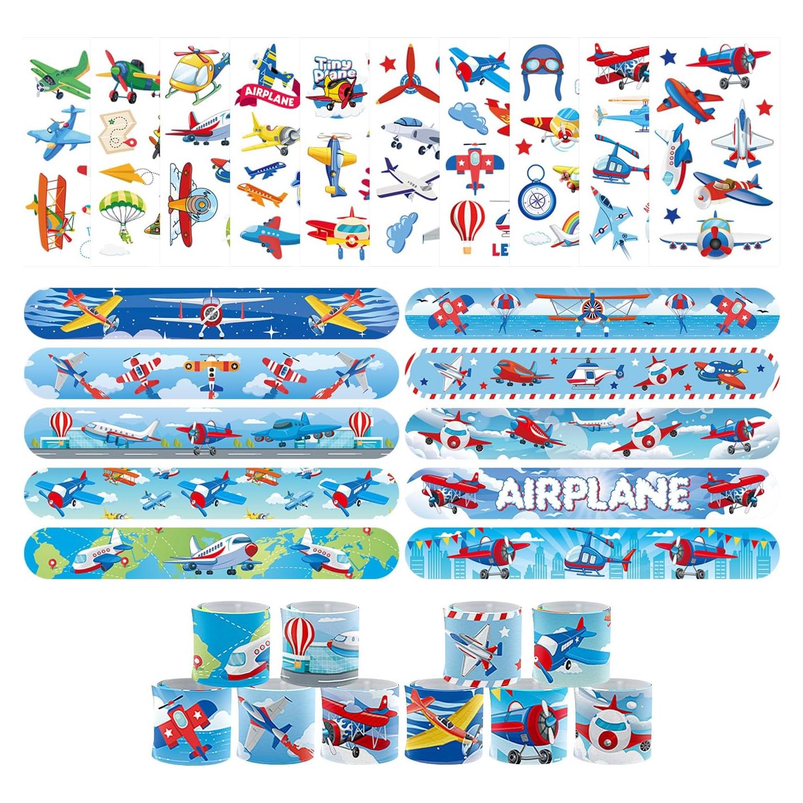 Juego de Fiesta Temática de Aviones 60PCS - Pulseras y Tatuajes