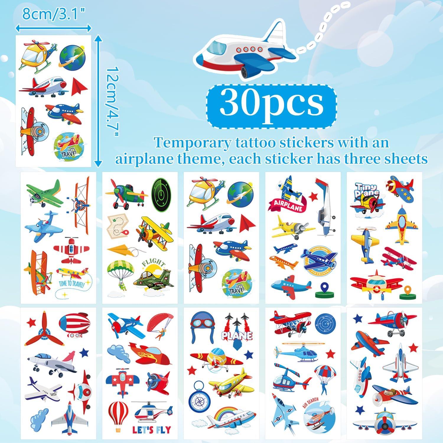 Juego de Fiesta Temática de Aviones 60PCS - Pulseras y Tatuajes