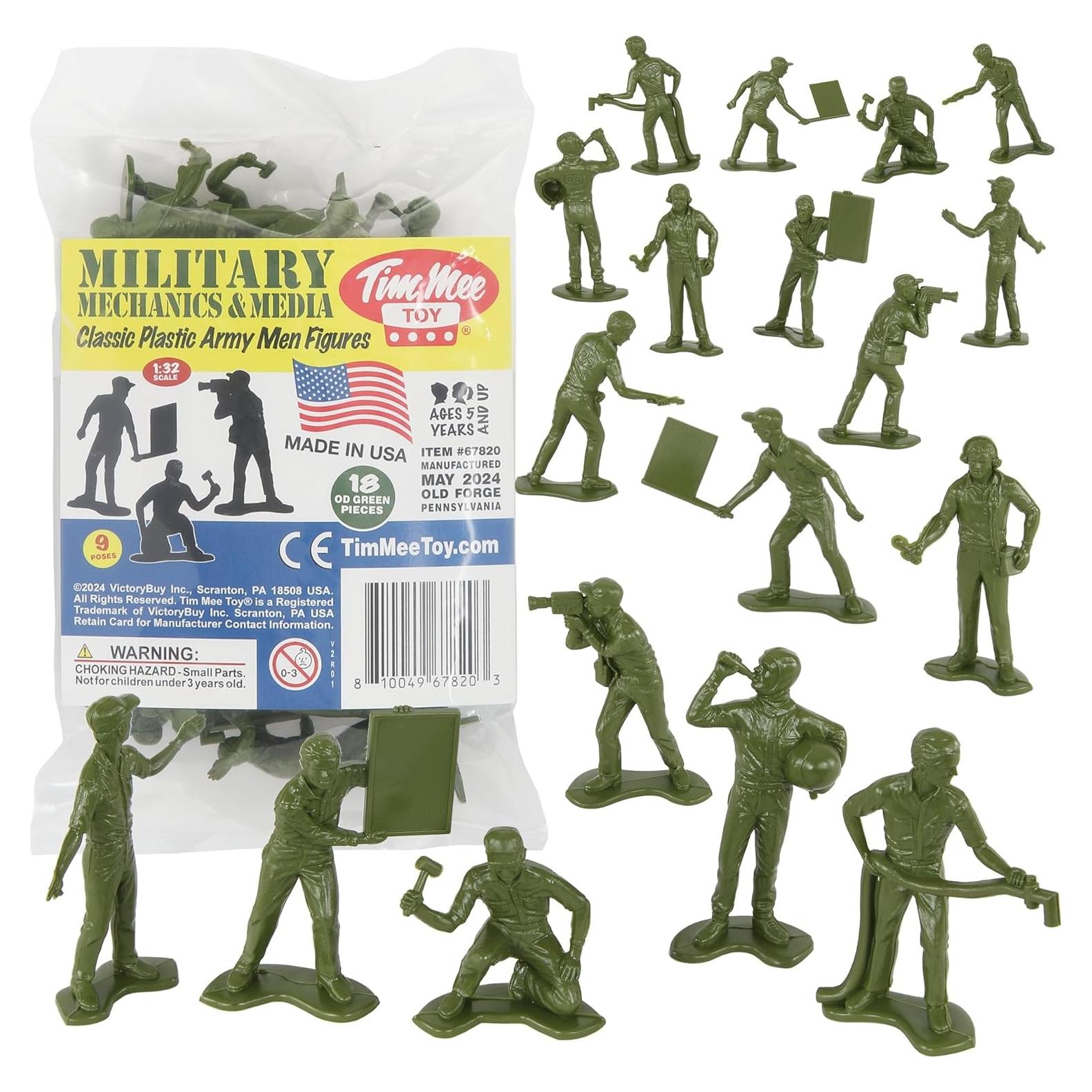 Figuras de Soldados de Plástico TimMee - Verde OD, 18 Piezas