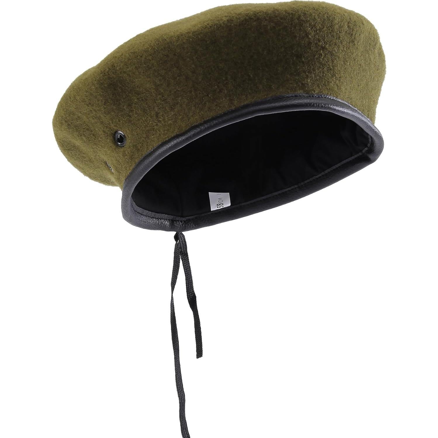 Gorro Beret Militar 100% Lana Verde Oliva para Mujeres