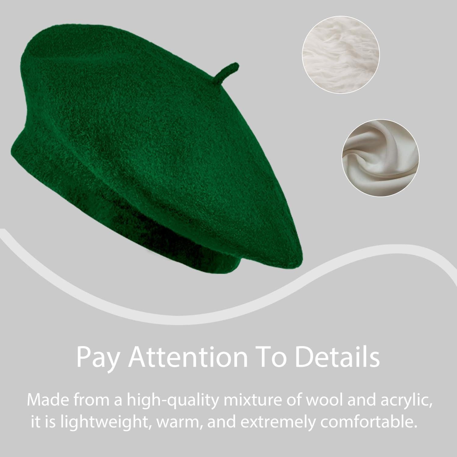 Boina Francesa para Dama Verde Oscuro - 27 cm de Diámetro