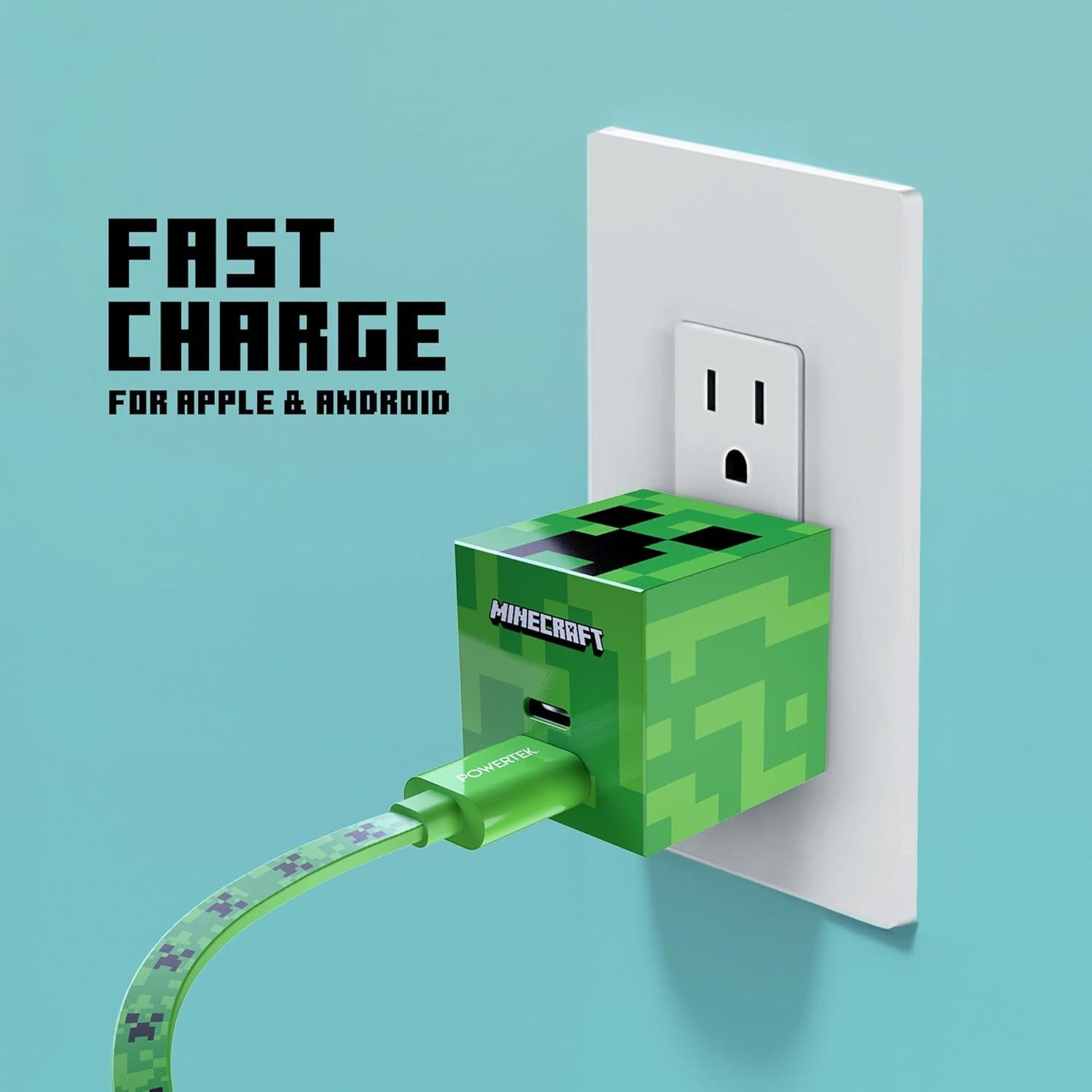Cargador USB-C Liquipel Powertek Minecraft Creeper 1.83m