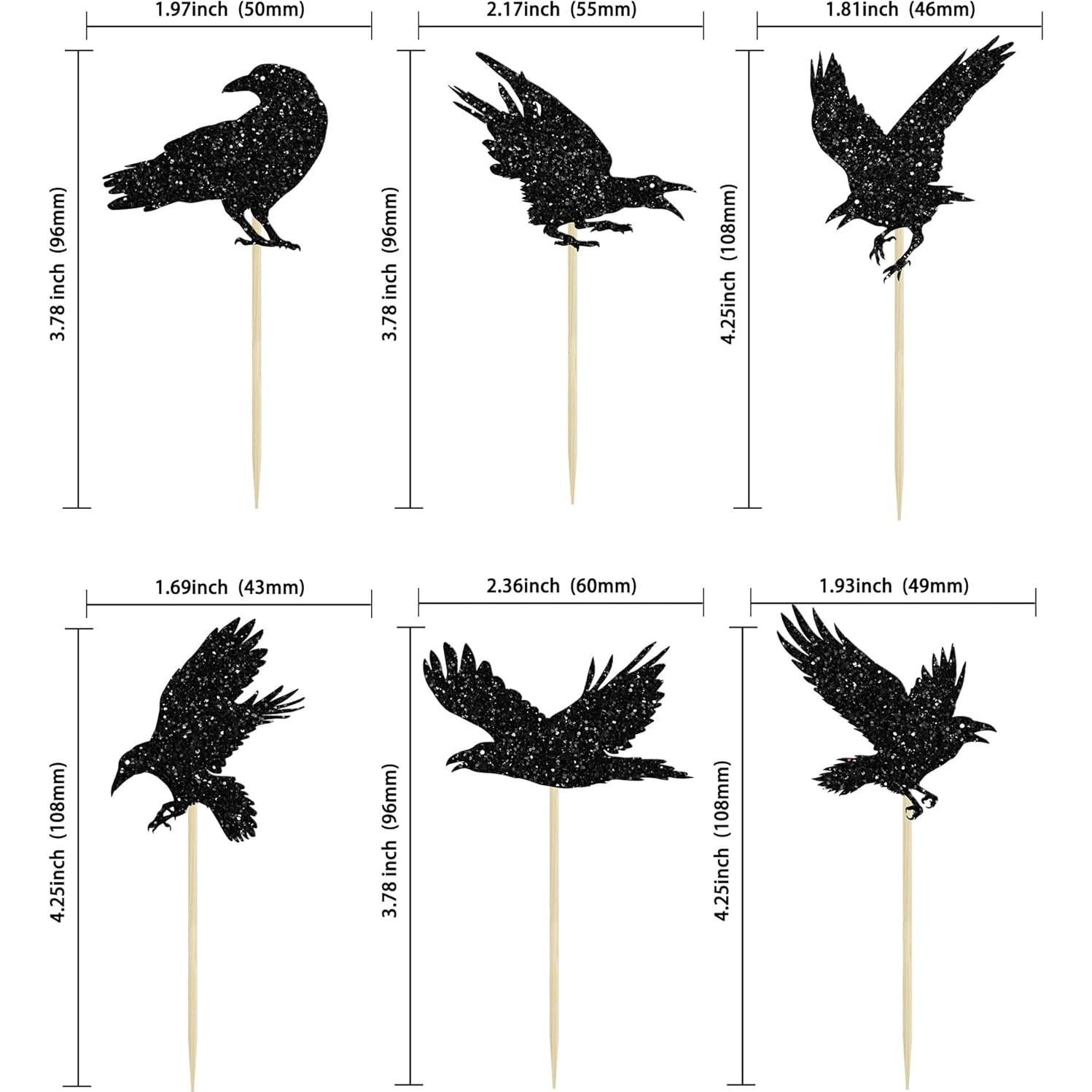 Adornos de Cupcake Halloween Gyufise 24Pcs Cuervo Negro