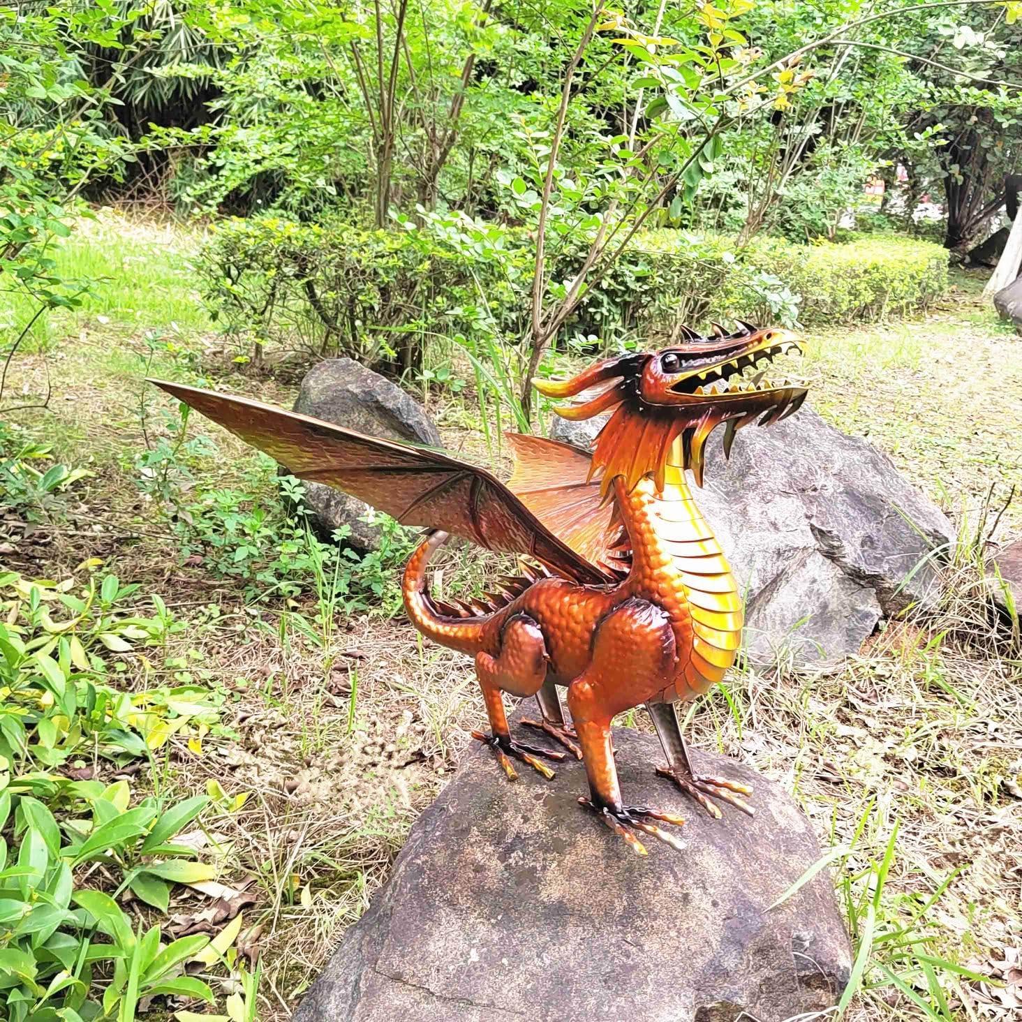 Figurita Dragón Kimba Naranja Decorativa 46x67 cm