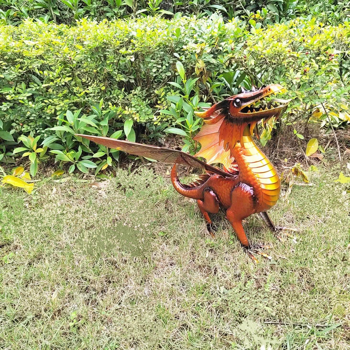 Figurita Dragón Kimba Naranja Decorativa 46x67 cm