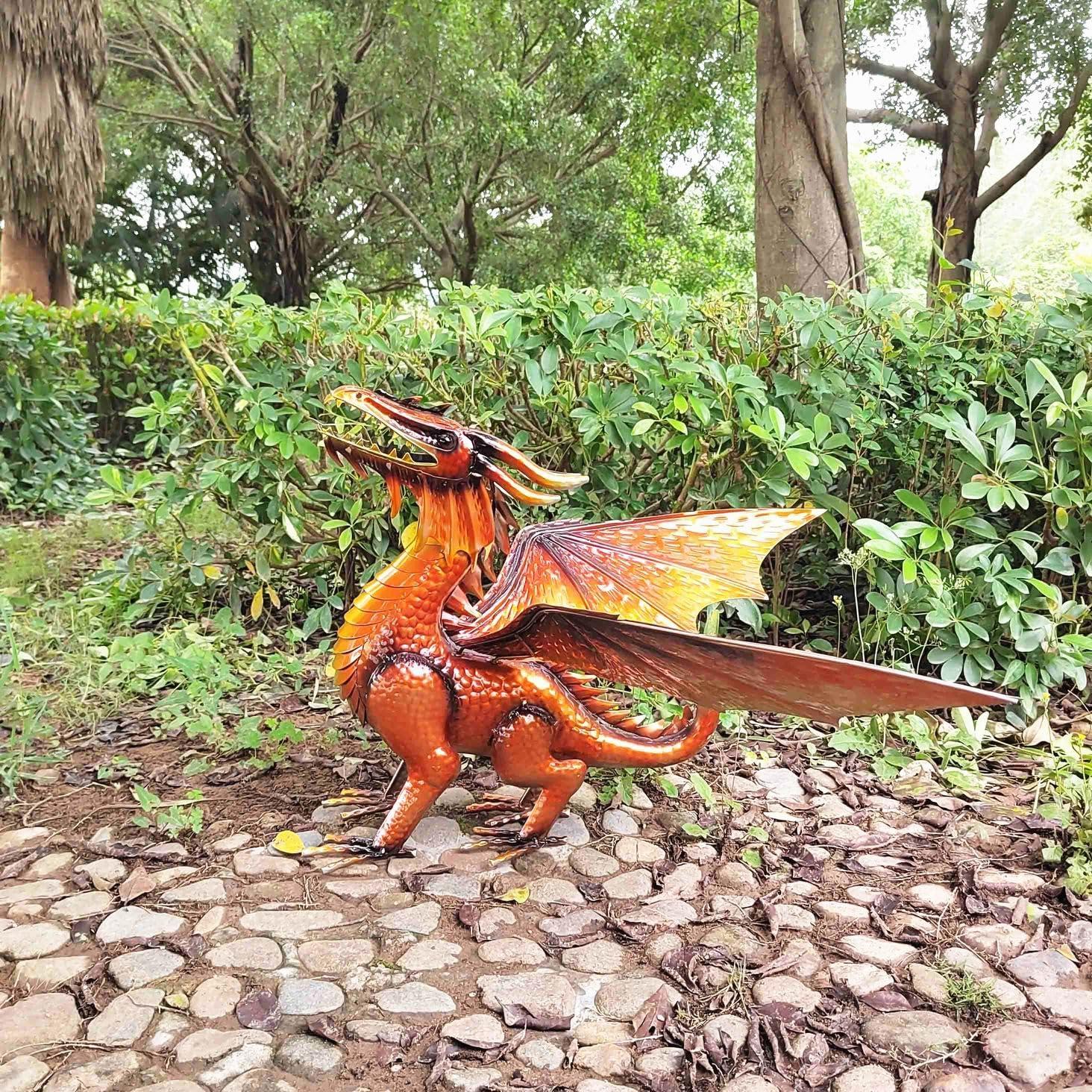 Figurita Dragón Kimba Naranja Decorativa 46x67 cm