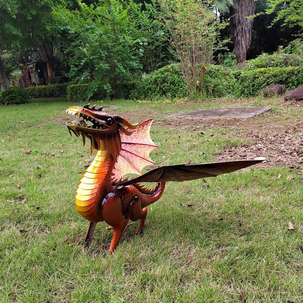 Figurita Dragón Kimba Naranja Decorativa 46x67 cm