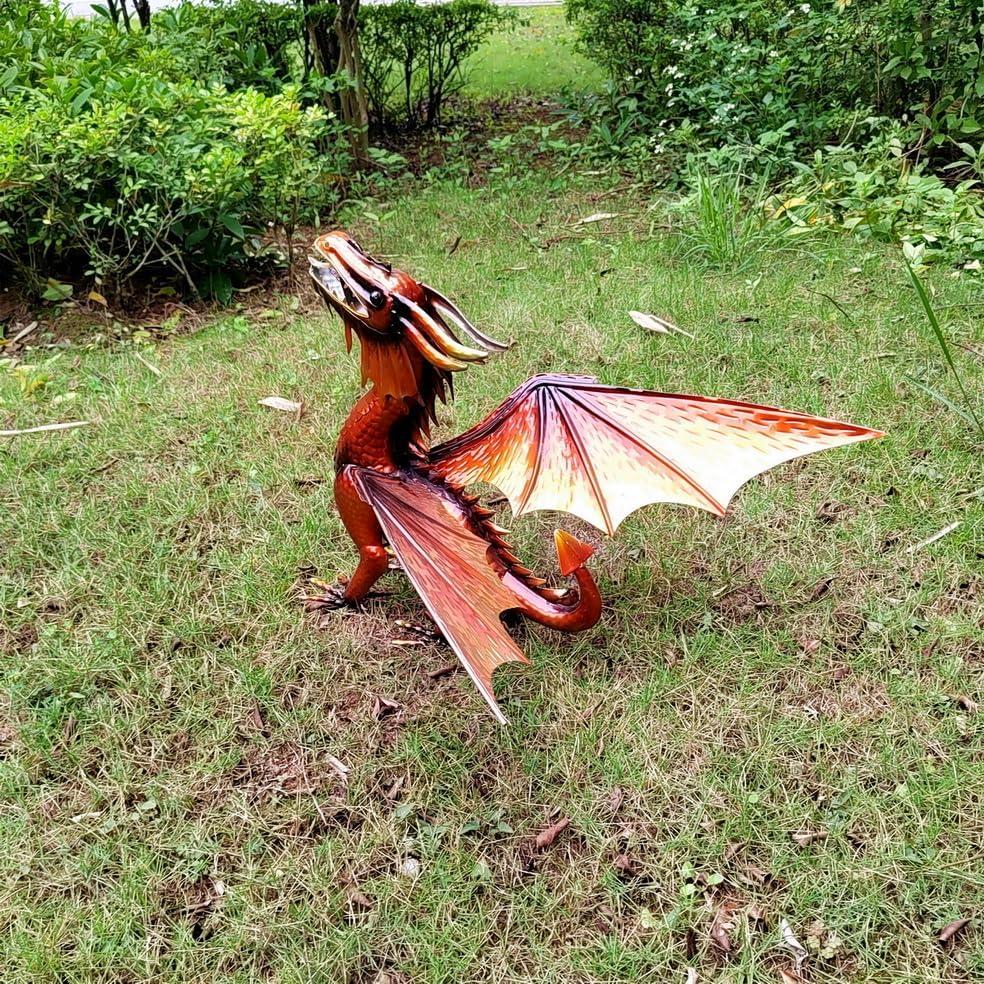 Figurita Dragón Kimba Naranja Decorativa 46x67 cm