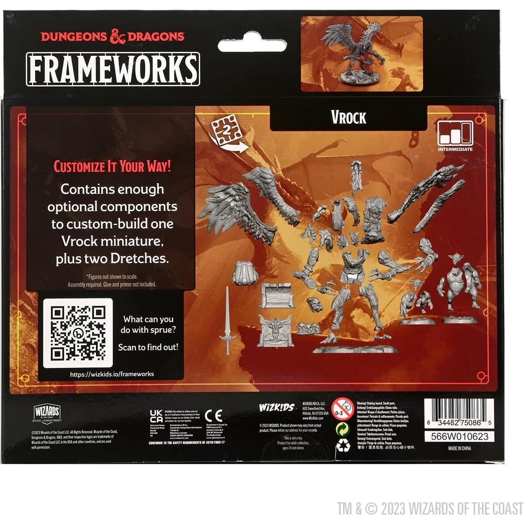 Miniatura Vrock sin pintar WizKids D&D Frameworks 3 piezas