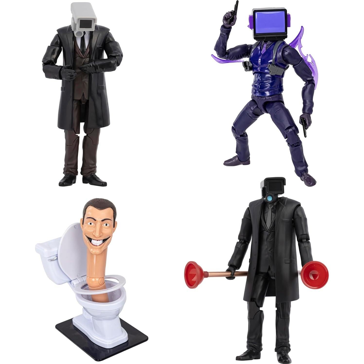 Figuras coleccionables Skibidi Toilet Deluxe - 4 personajes