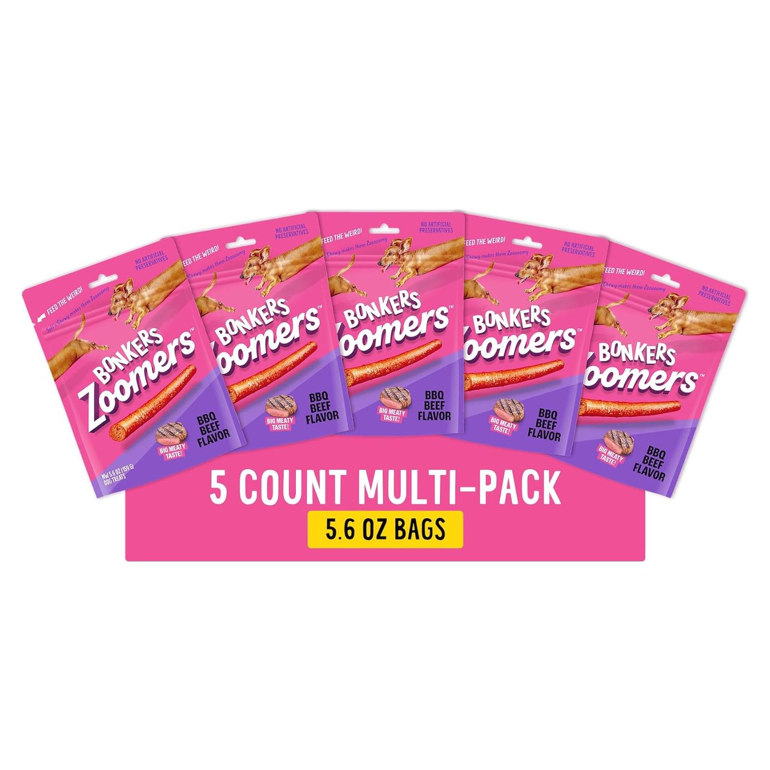 Galletas para Perros Bonkers Zoomers Sabor Res BBQ 159g (6 Paquetes)