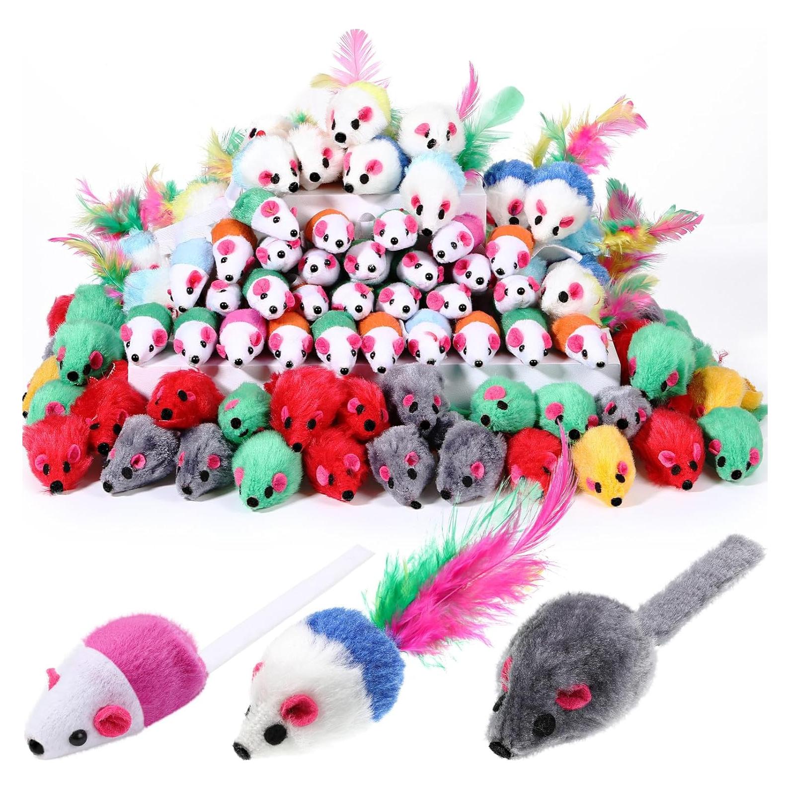 Juguetes Interactivos para Gatos Sosation - 100 Ratones de Felpa