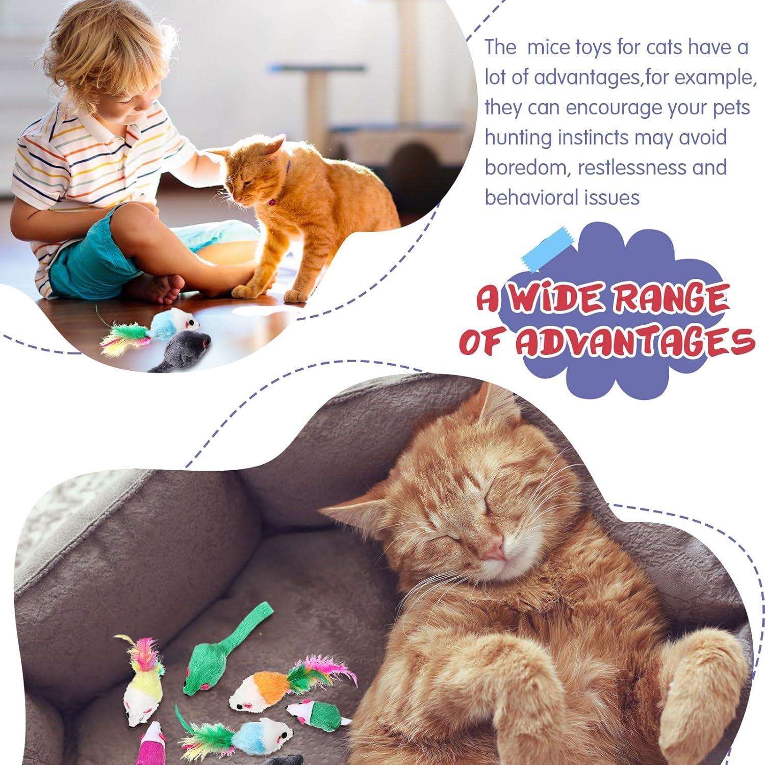 Juguetes Interactivos para Gatos Sosation - 100 Ratones de Felpa