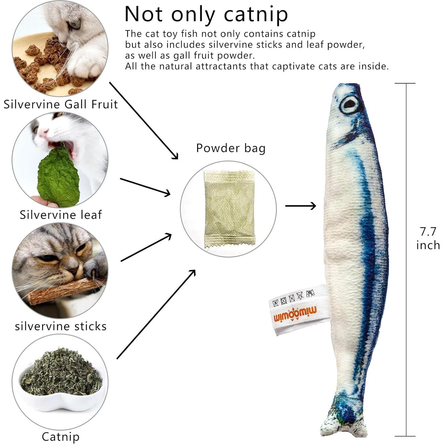 6 Juguetes de Pez para Gato Miwoowim con Hierba Gatera 20cm