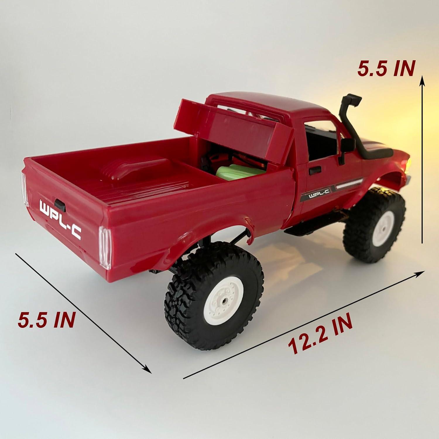 Camión RC WPL C24 1/16 Escala 4x4 Todo Terreno LED RTR