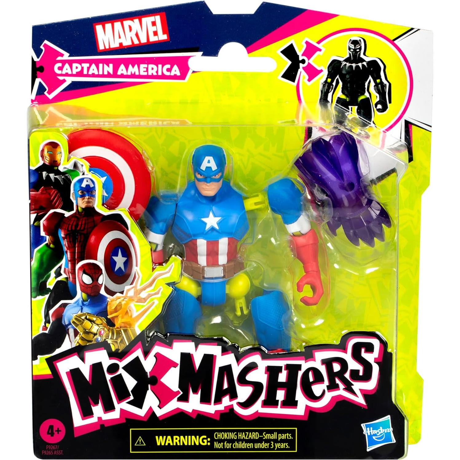 Marvel MixMashers Captain America Custom Avengers Mix-and-Match Action Figure & Accessories, 5-Inch-Scale Super Hero Toys for Kids Ages 4+