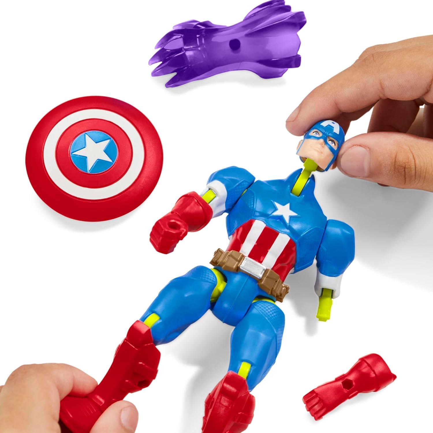 Marvel MixMashers Captain America Custom Avengers Mix-and-Match Action Figure & Accessories, 5-Inch-Scale Super Hero Toys for Kids Ages 4+