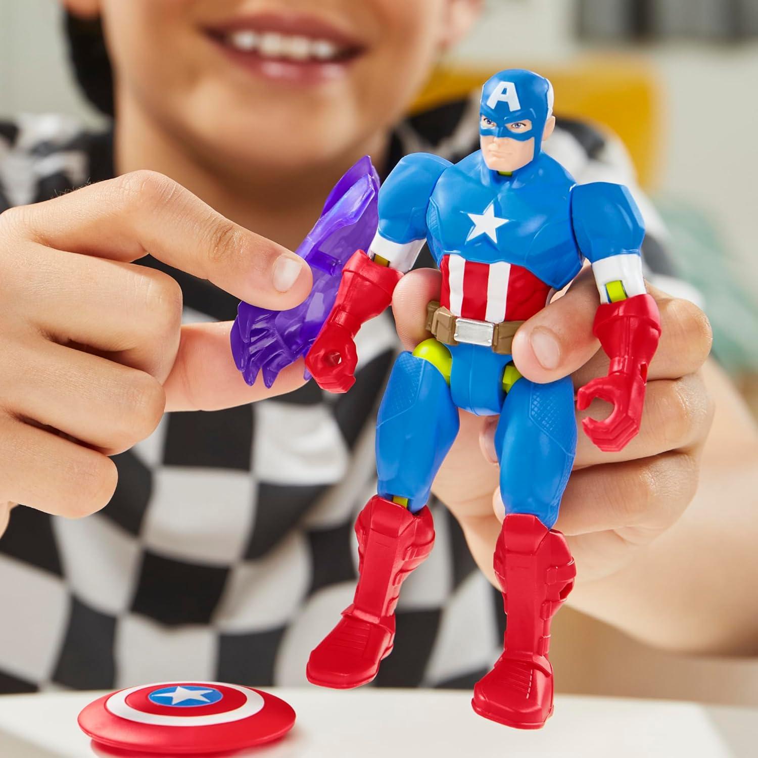 Marvel MixMashers Captain America Custom Avengers Mix-and-Match Action Figure & Accessories, 5-Inch-Scale Super Hero Toys for Kids Ages 4+