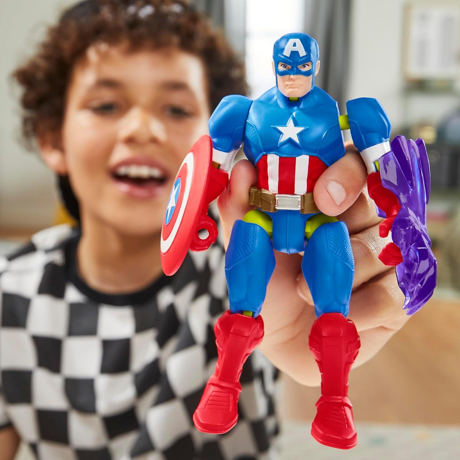 Marvel MixMashers Captain America Custom Avengers Mix-and-Match Action Figure & Accessories, 5-Inch-Scale Super Hero Toys for Kids Ages 4+