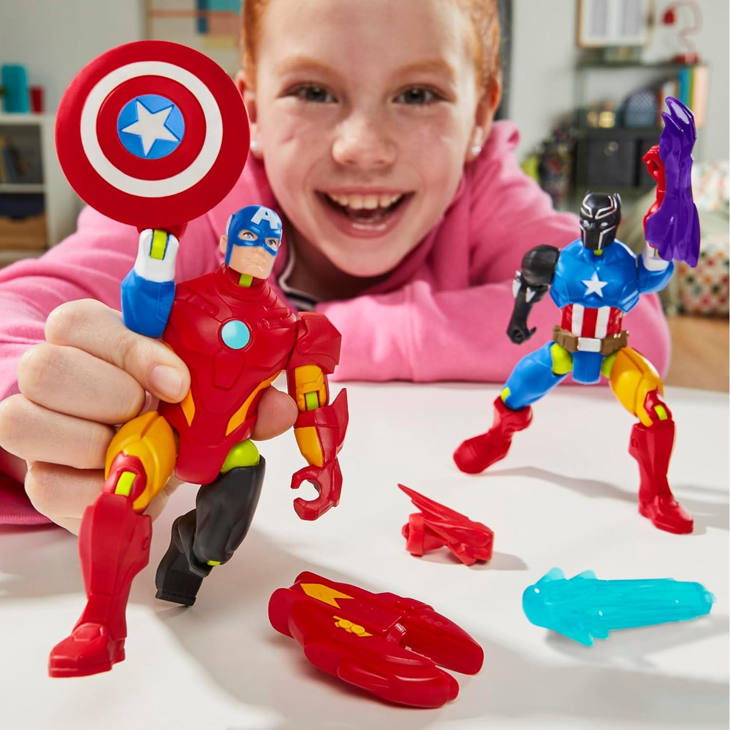Marvel MixMashers Captain America Custom Avengers Mix-and-Match Action Figure & Accessories, 5-Inch-Scale Super Hero Toys for Kids Ages 4+