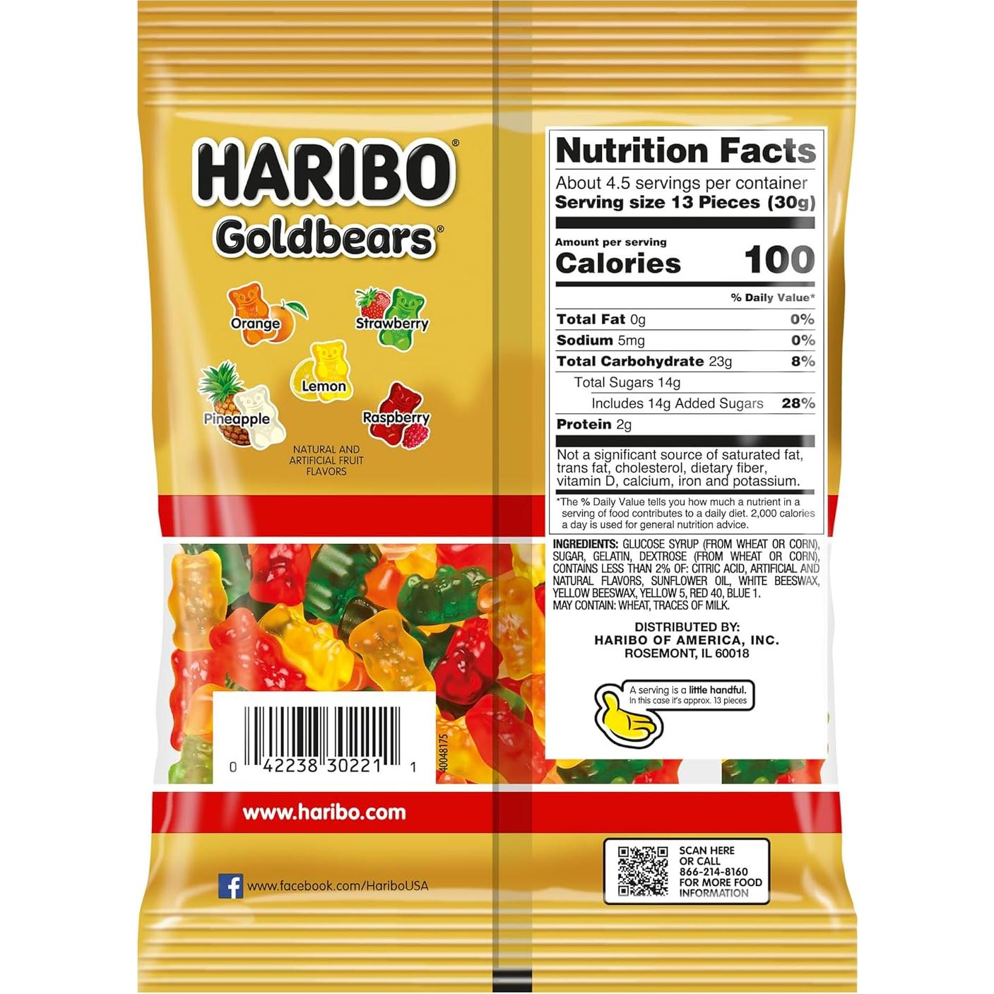 HARIBO Goldbears Gummy 142 g - Paquete de 12 Sabores Variados