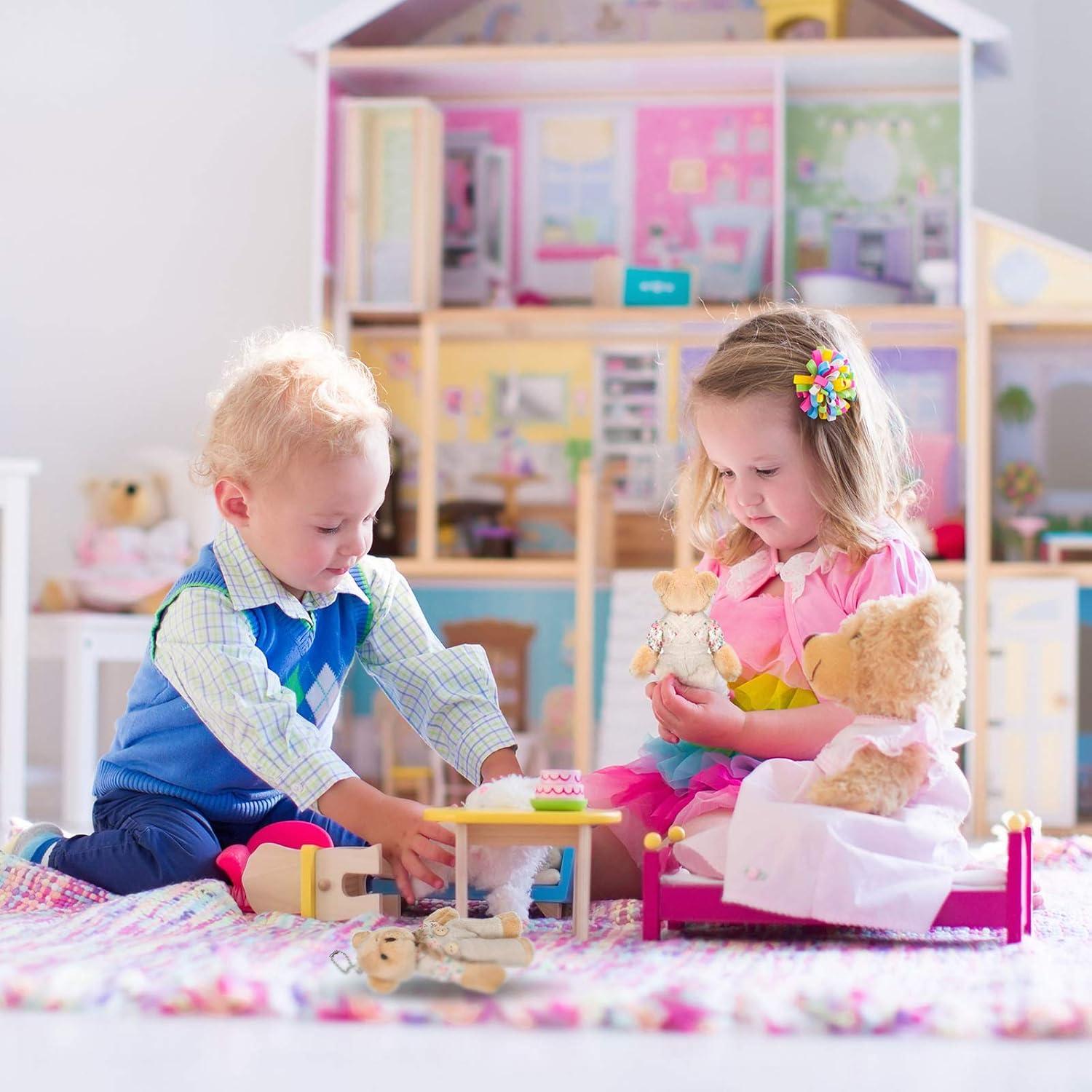 12 Mini Osos de Peluche Skylety con Ropa de Arpillera 10 cm