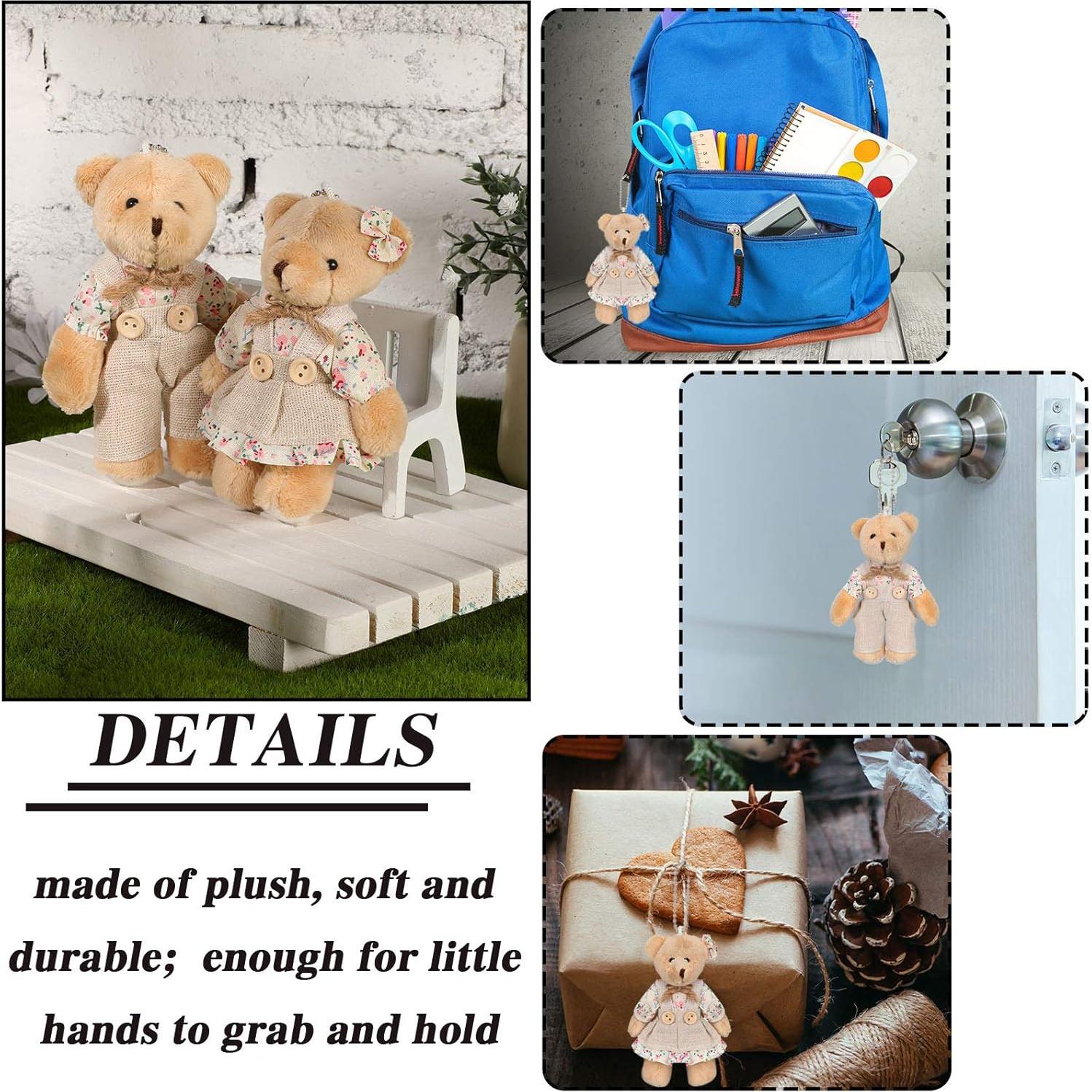 12 Mini Osos de Peluche Skylety con Ropa de Arpillera 10 cm