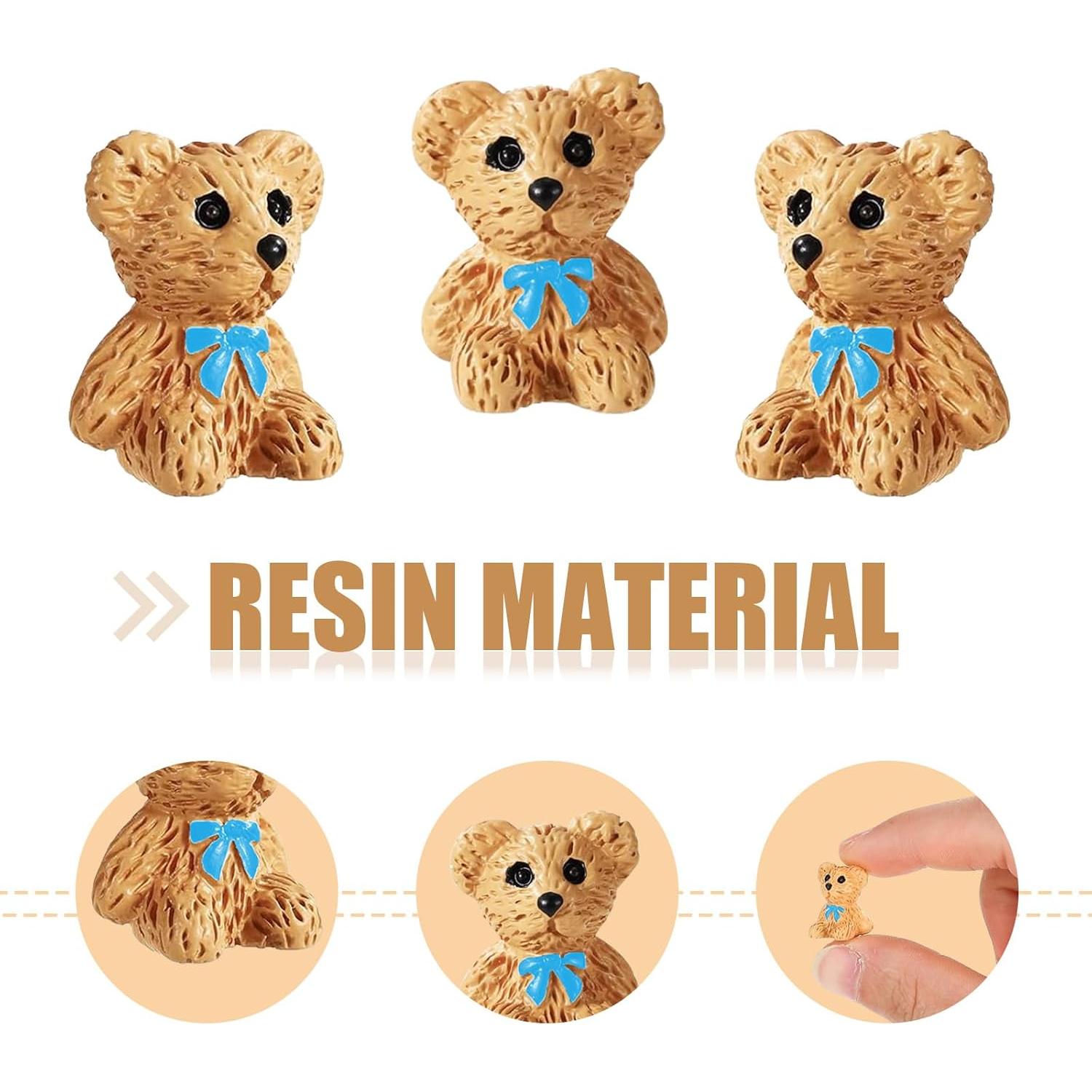 50 Mini Ositos de Resina Multicolor Lyreh 1.8cm Decoración