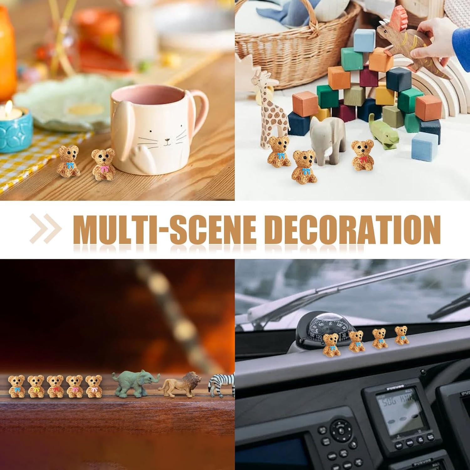 50 Mini Ositos de Resina Multicolor Lyreh 1.8cm Decoración