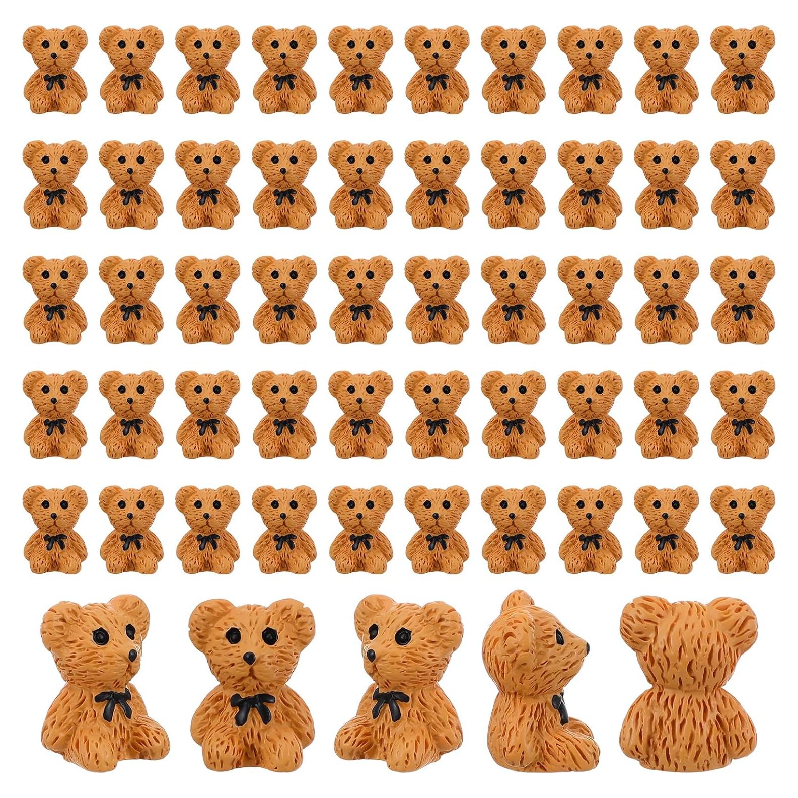 50 Mini Ositos de Peluche de Resina Prasacco para Decoración